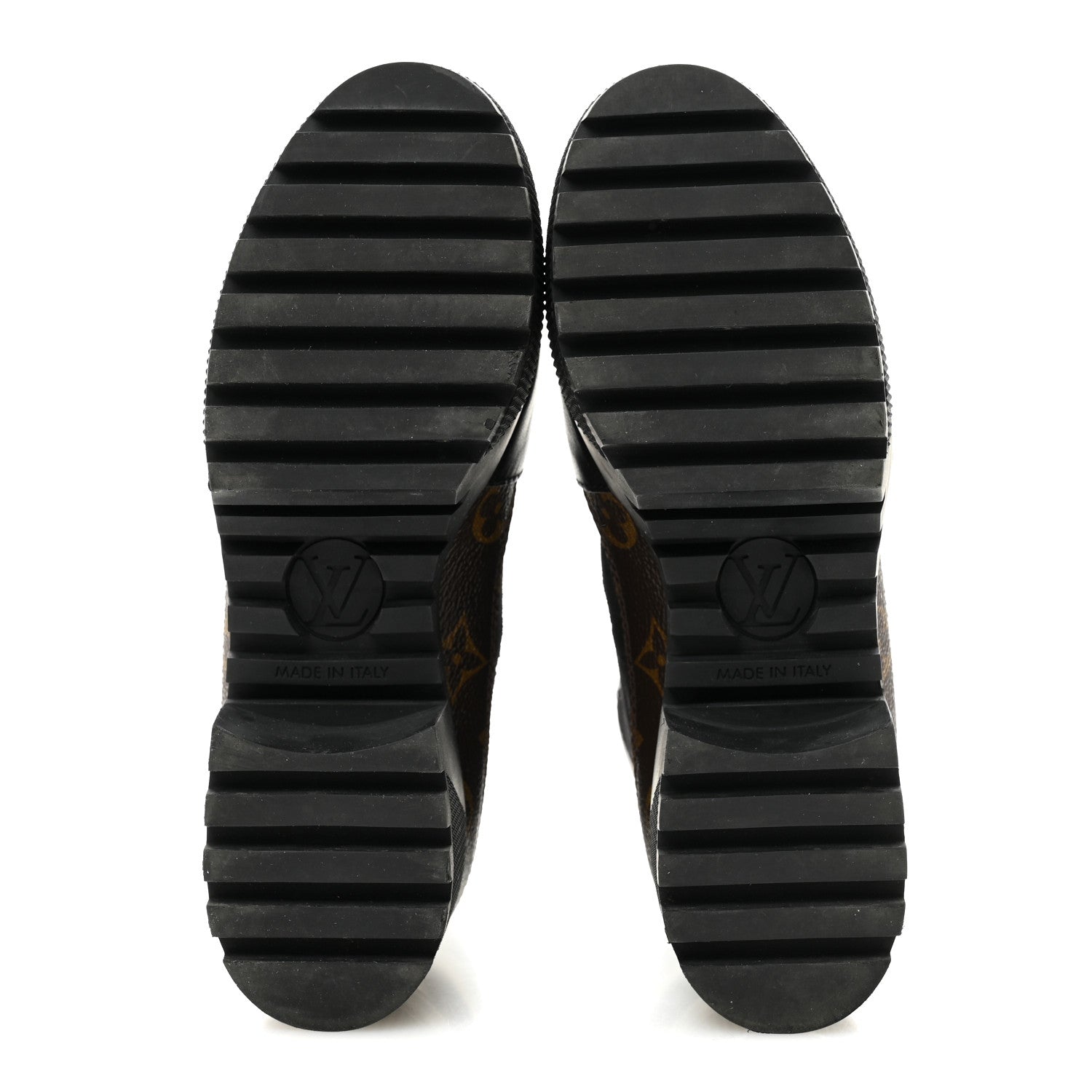 Suede Calfskin Monogram Laureate Platform Desert Boots 34.5 Black