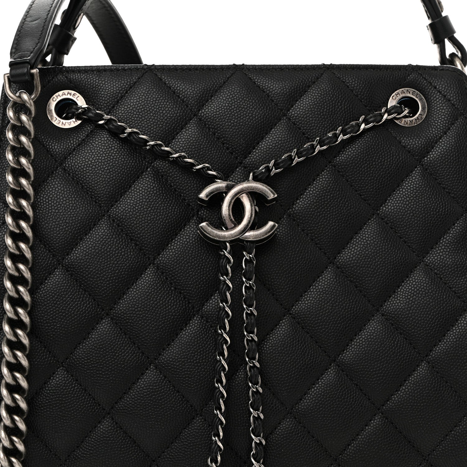 Caviar Quilted Medium CC Bucket Bag Black