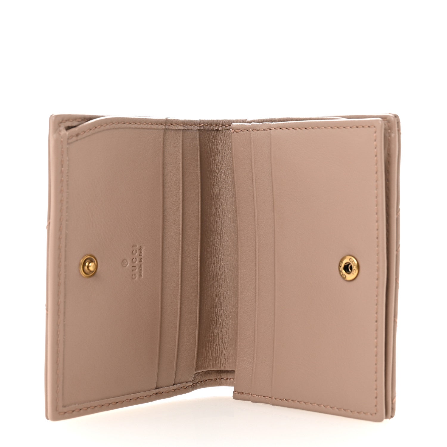 Calfskin Matelasse GG Marmont Card Case Wallet Porcelain Rose