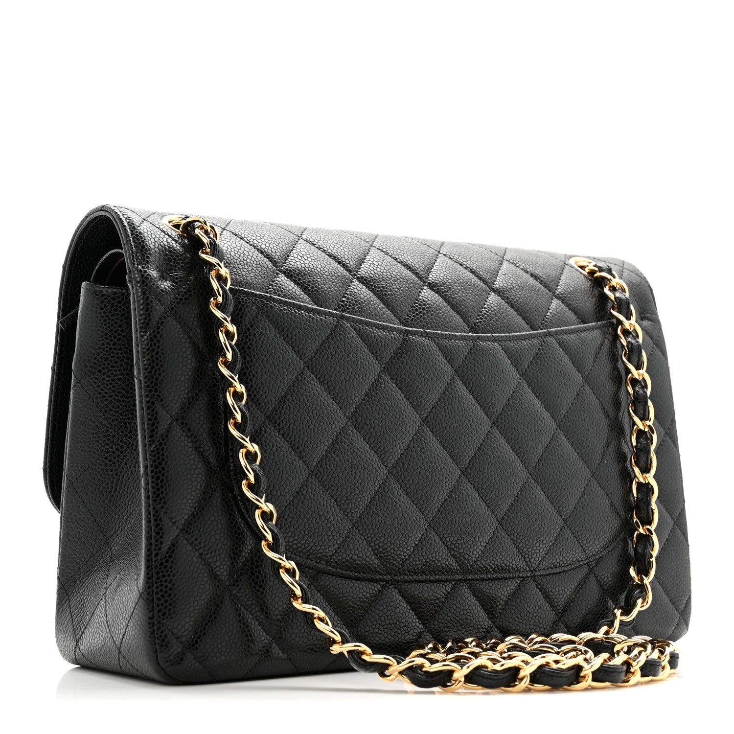 Caviar Quilted Jumbo Double Flap Black