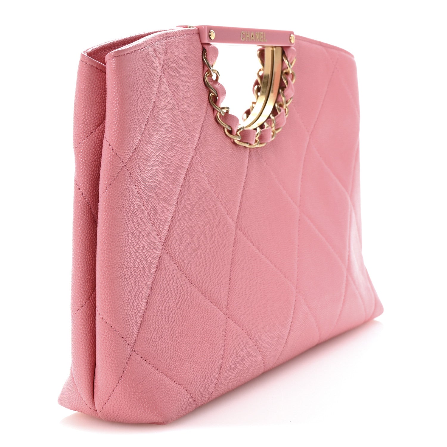 Caviar Quilted A Real Catch Clutch Pink
