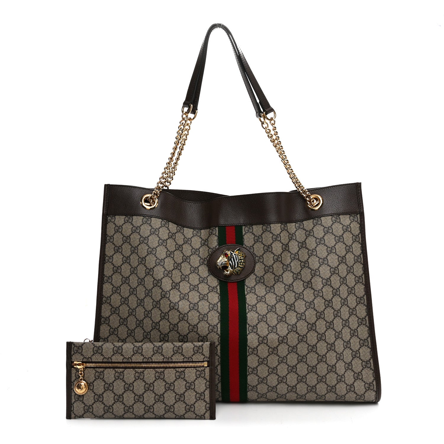 GG Supreme Monogram Large Rajah Chain Tote Beige New Acero