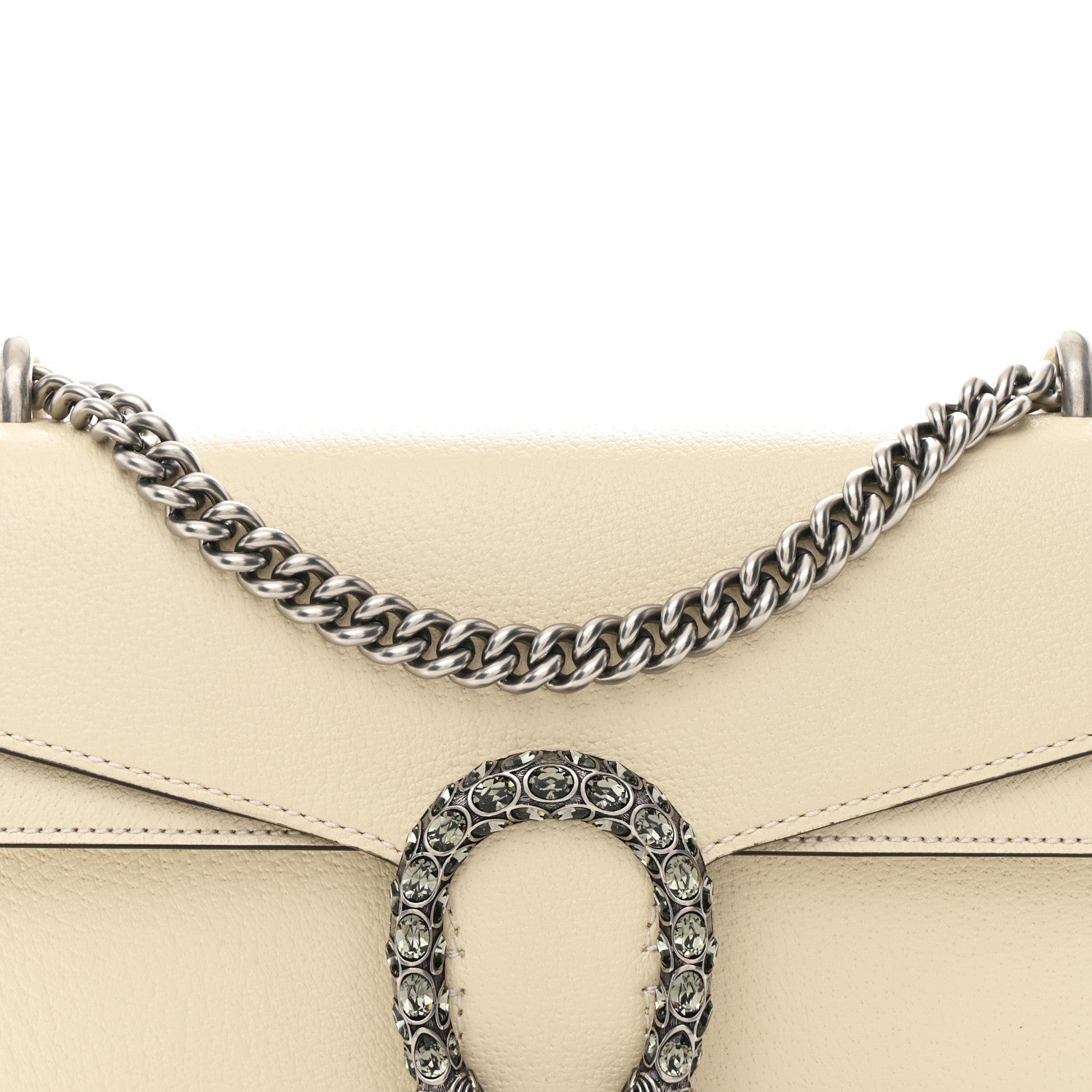 Textured Calfskin Crystal Small Dionysus Shoulder Bag Mystic White