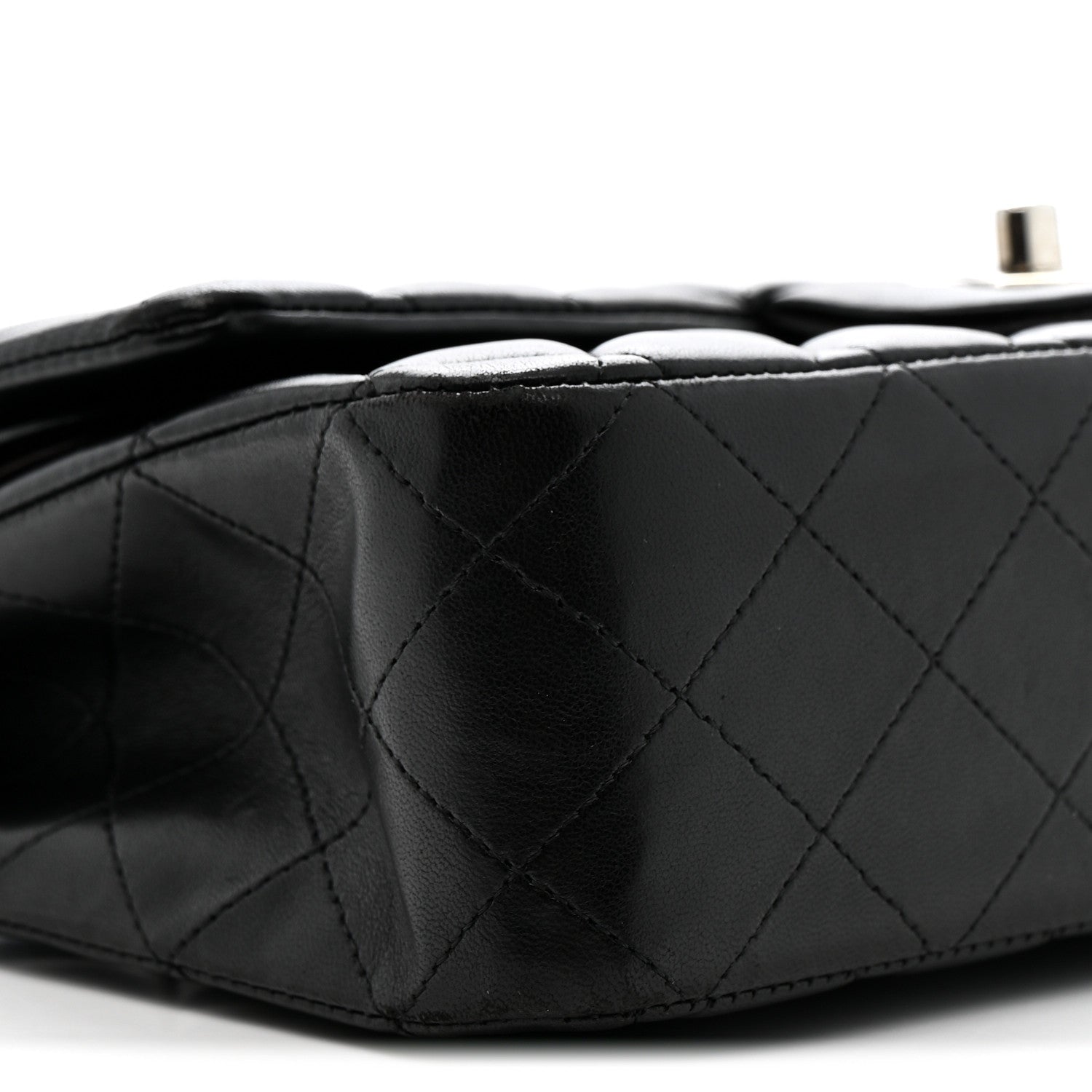 Lambskin Quilted Medium Double Flap Black