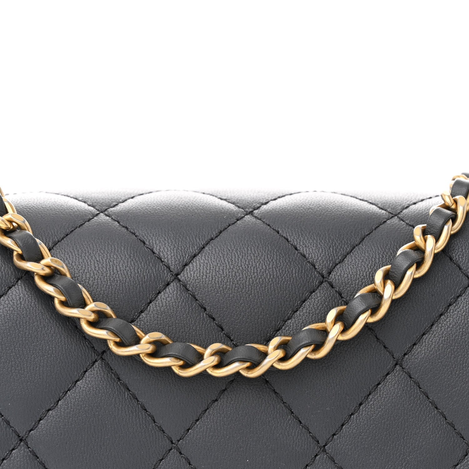 Lambskin Quilted Mini Pearl Crush Flap Dark Grey