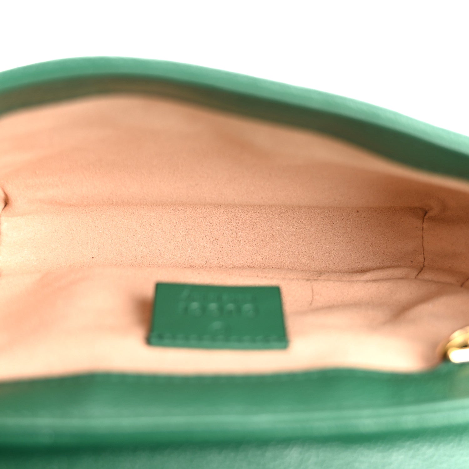 Azalea Calfskin Enamel Matelasse Diagonal Super Mini Torchon GG Marmont Shoulder Bag New Shamarock Emerald