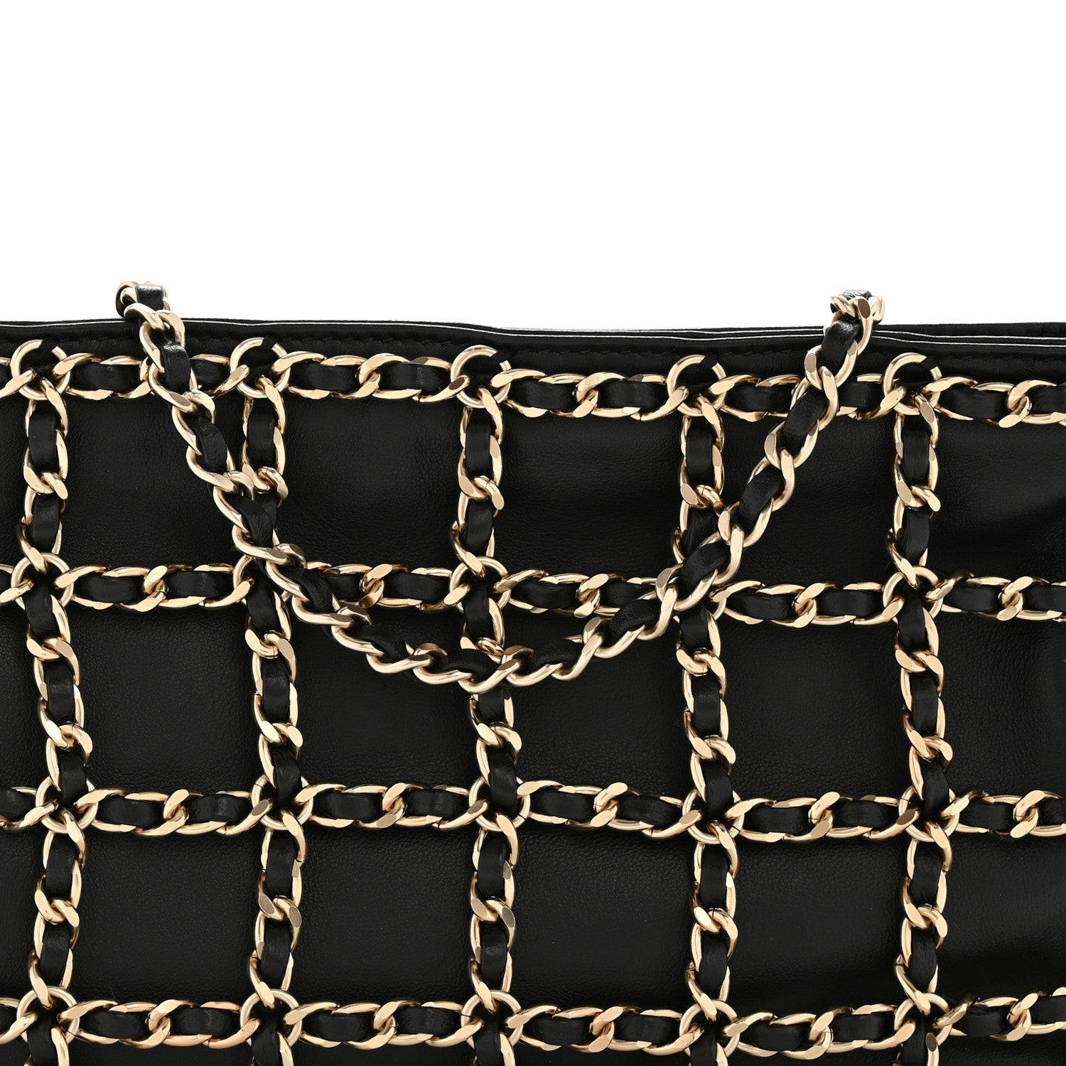 Lambskin Chain Frame Shoulder Bag Black