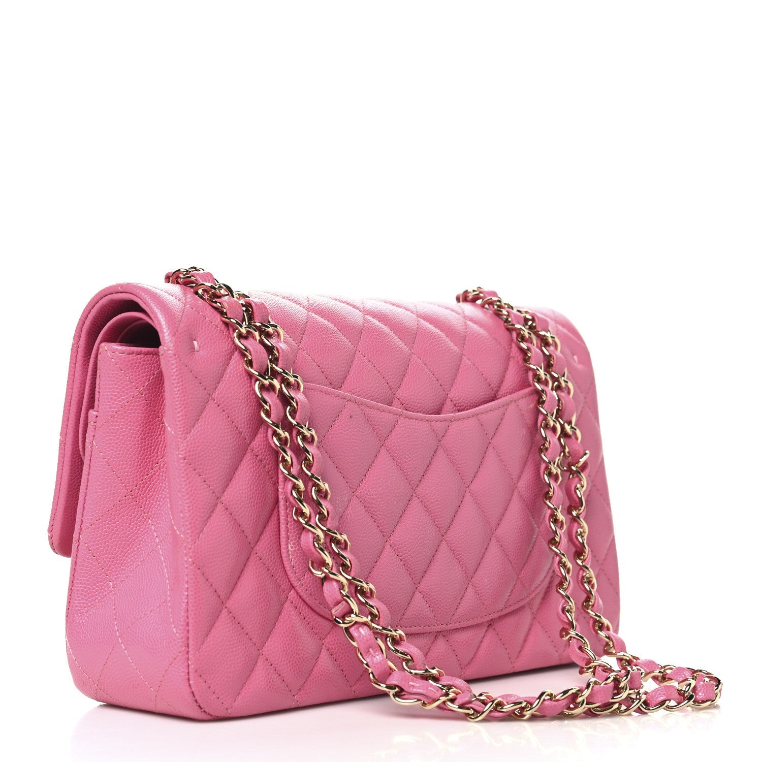Caviar Quilted Medium Double Flap Pink