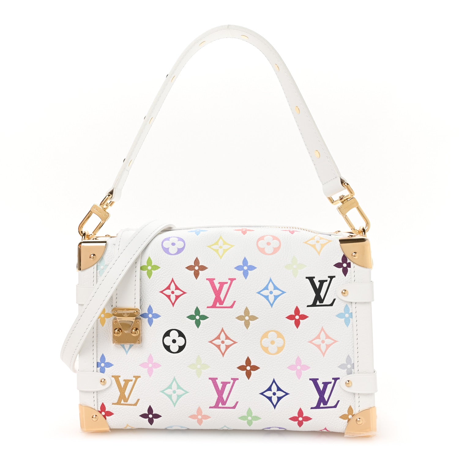LV x TM Cowhide Monogram Multicolor Side Trunk MM White