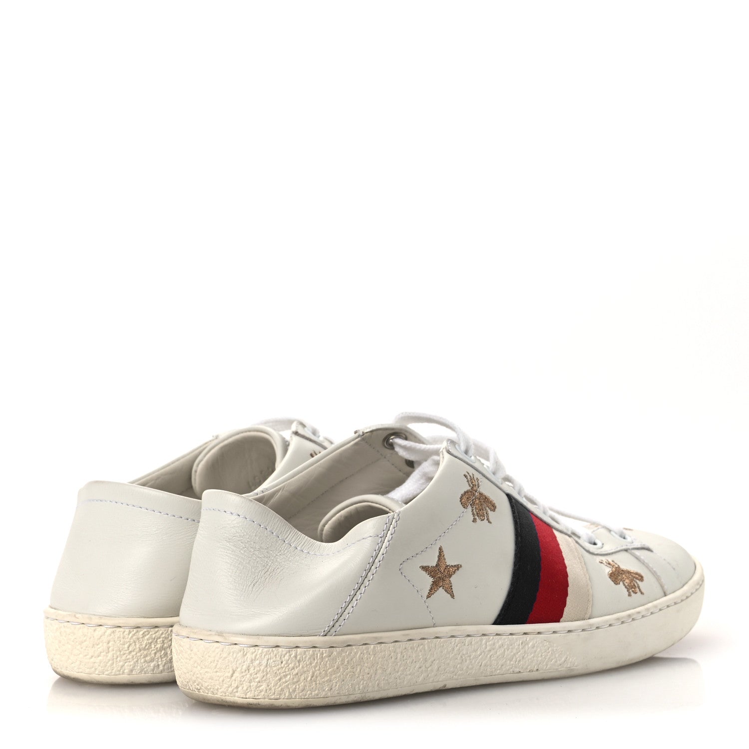 Calfskin Bee Star Embroidered Sylvie Web Ace Sneakers 35.5 White