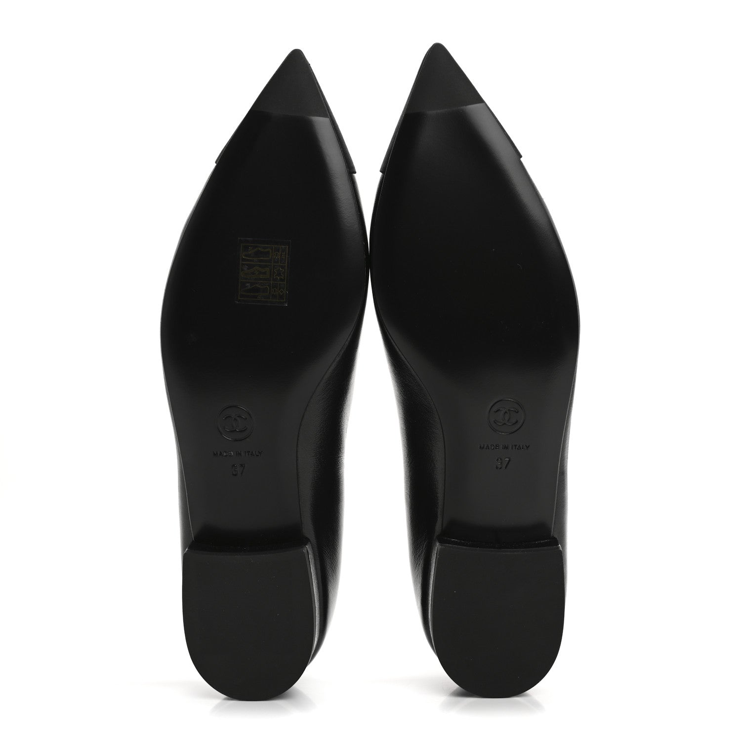 Shiny Lambskin Grosgrain Pearl Mary Jane Flats 37 Black