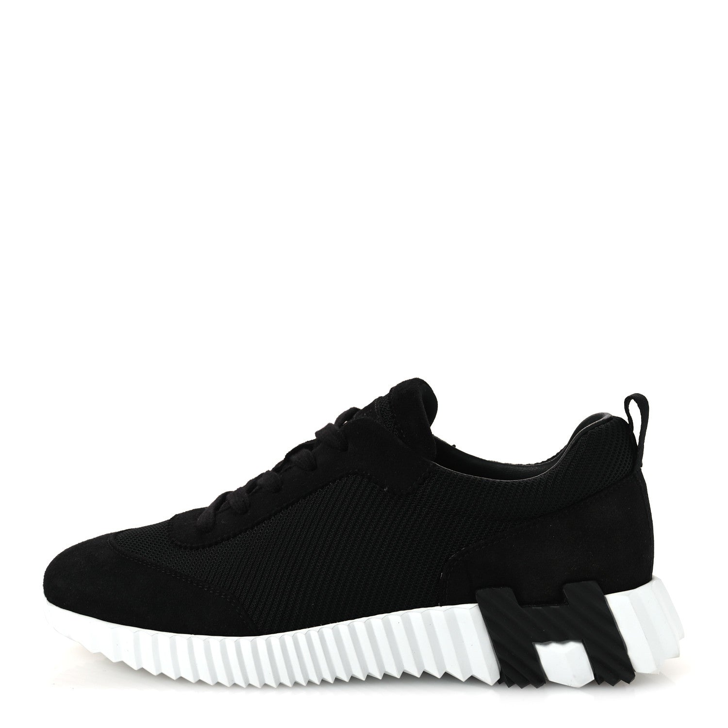 Textured Mesh Suede Goatskin Bouncing Sneakers 40 Black