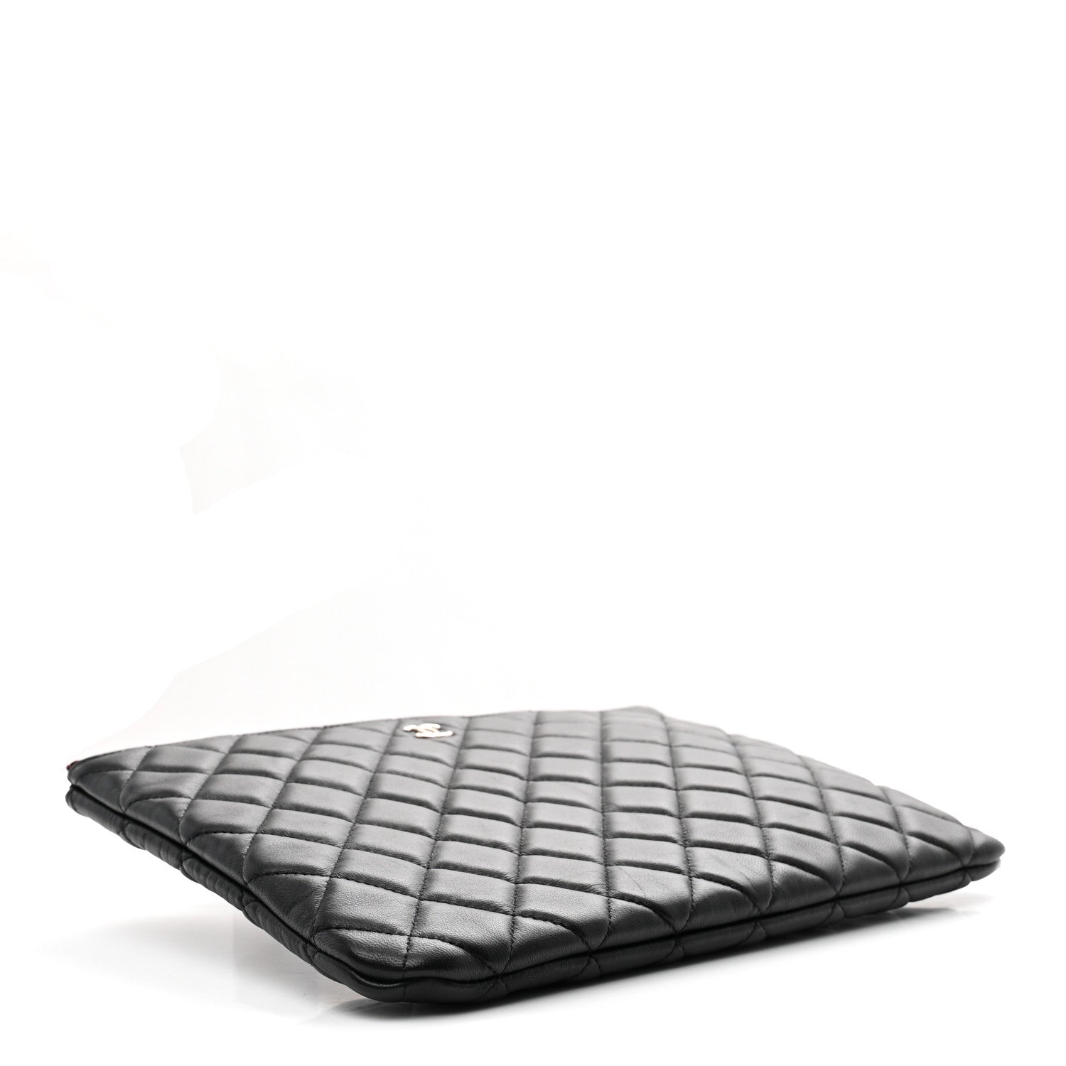 Lambskin Quilted Medium Cosmetic Case Black