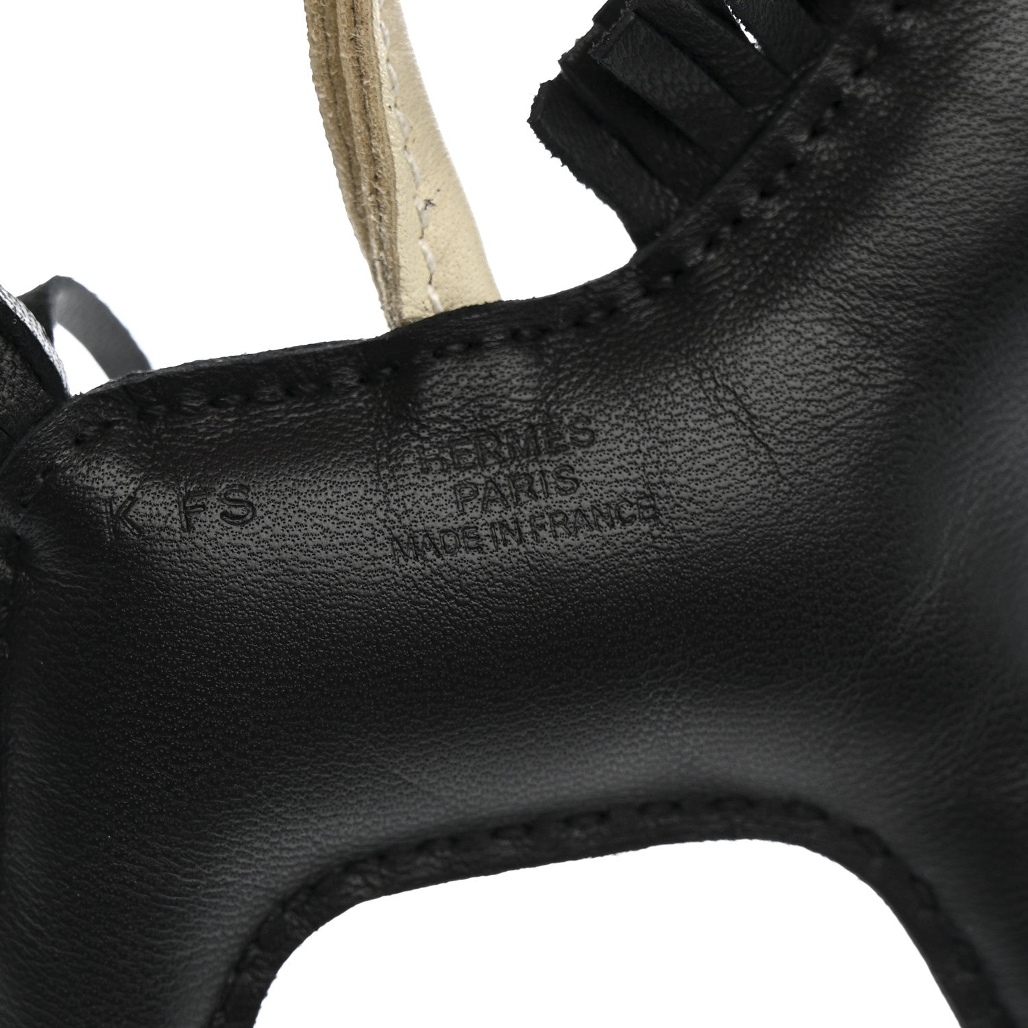 Milo Lambskin Grigri Rodeo Robeo Coeur Bag Charm PM Black Craie Etoupe