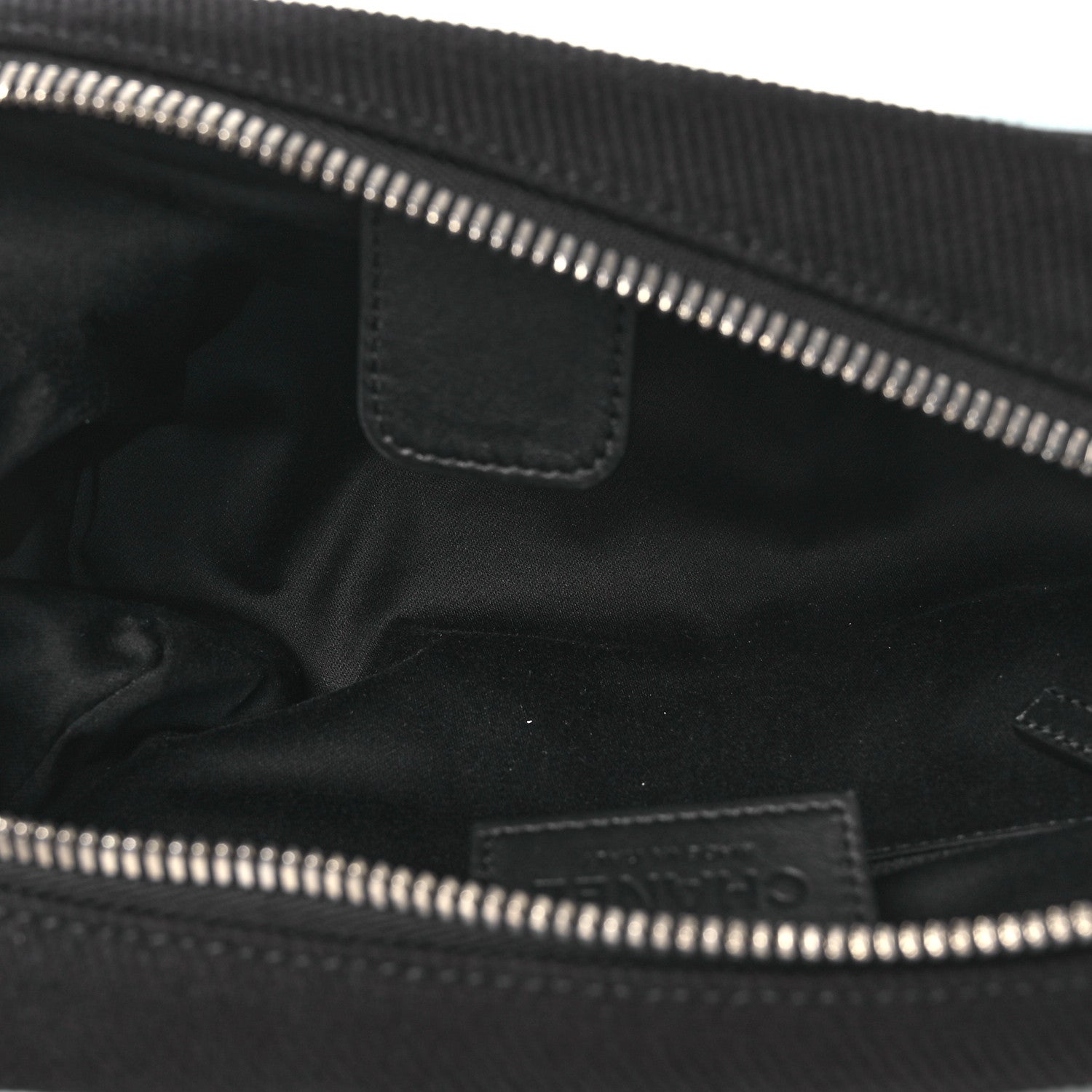 Canvas Calfskin Large Zippered Pouch Blue Black