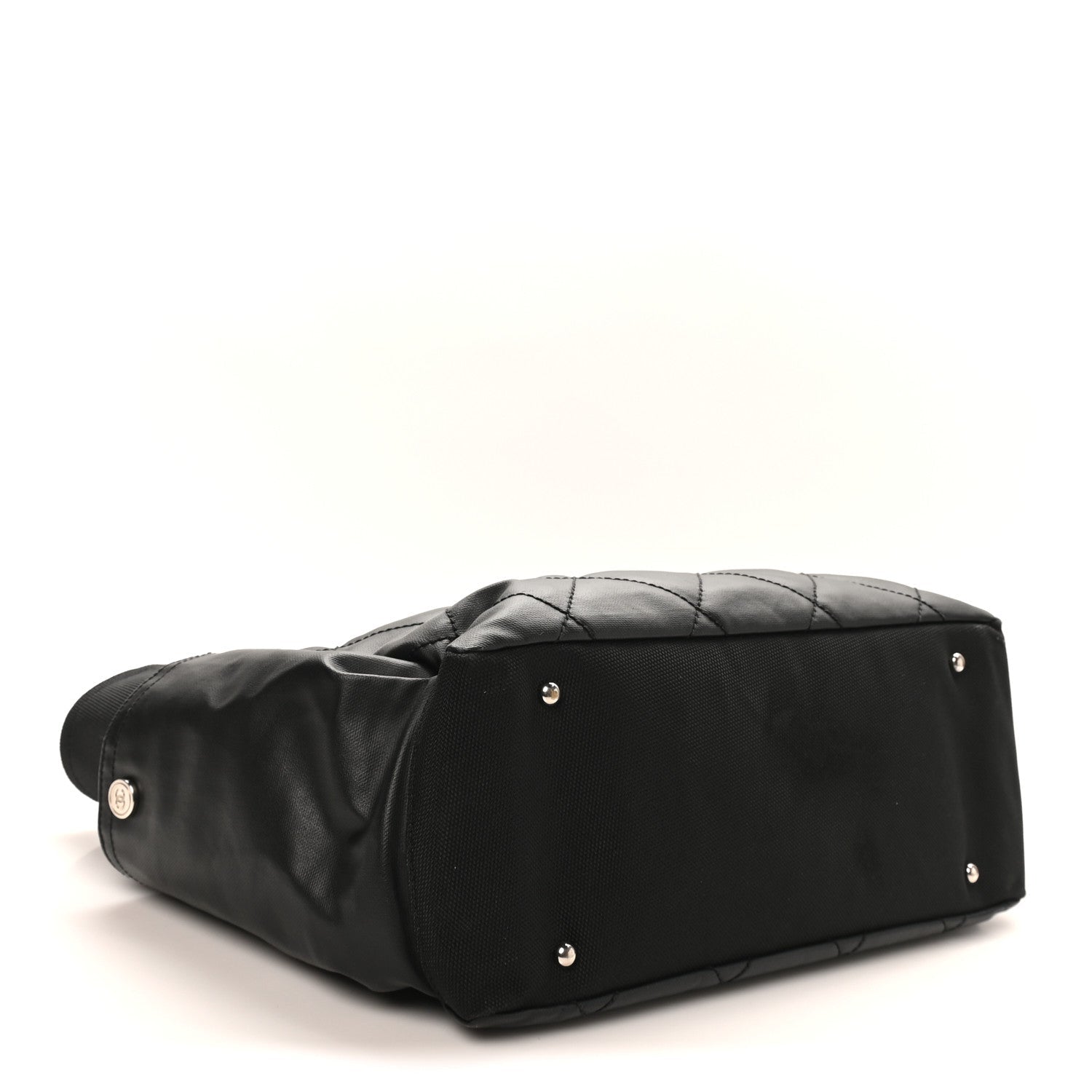 Coated Canvas Quilted Large Paris Biarritz Tote Black