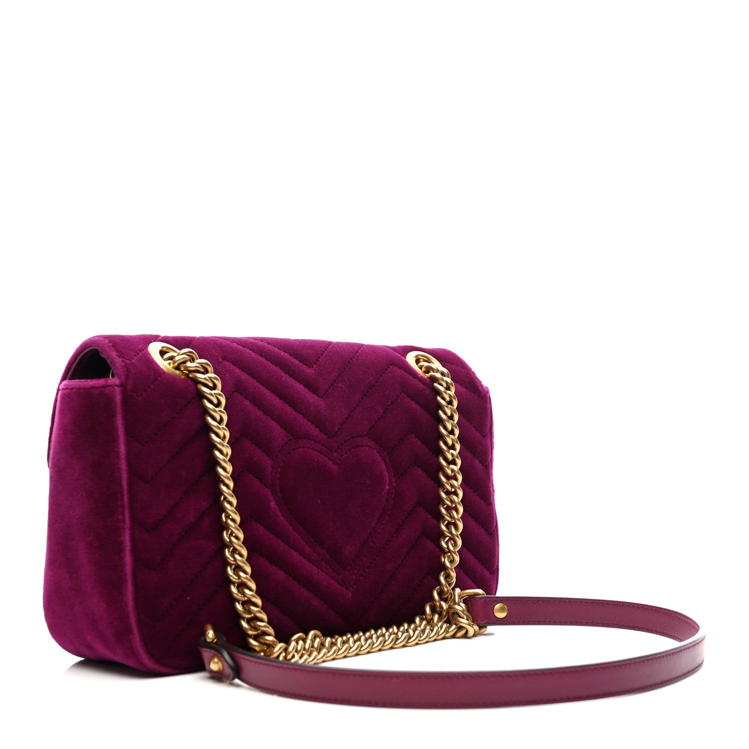 Velvet Matelasse Small GG Marmont Shoulder Bag Fuchsia Violet Cyclamen