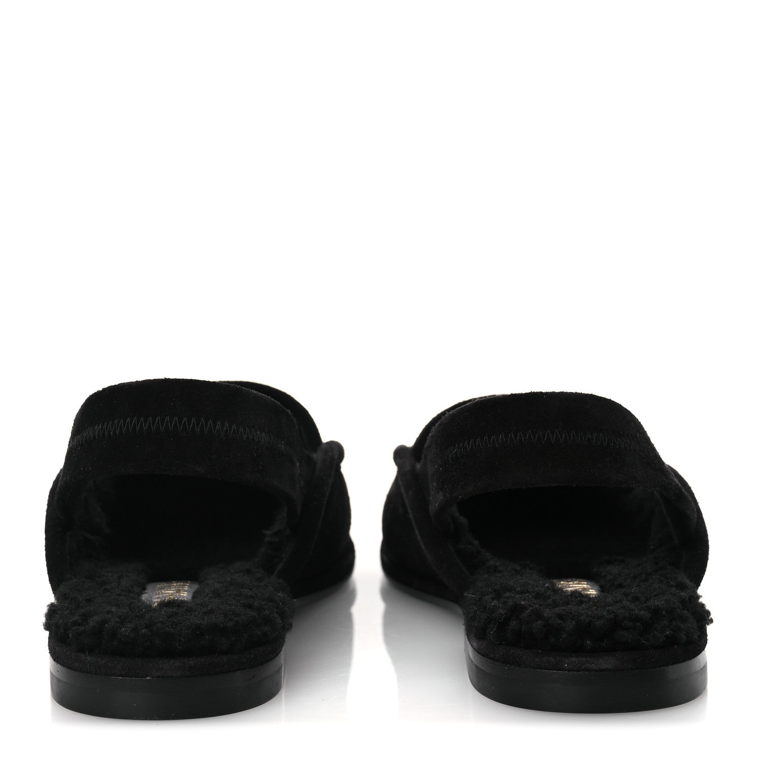 Suede Calfskin CC Slingback Loafers 37.5 Black