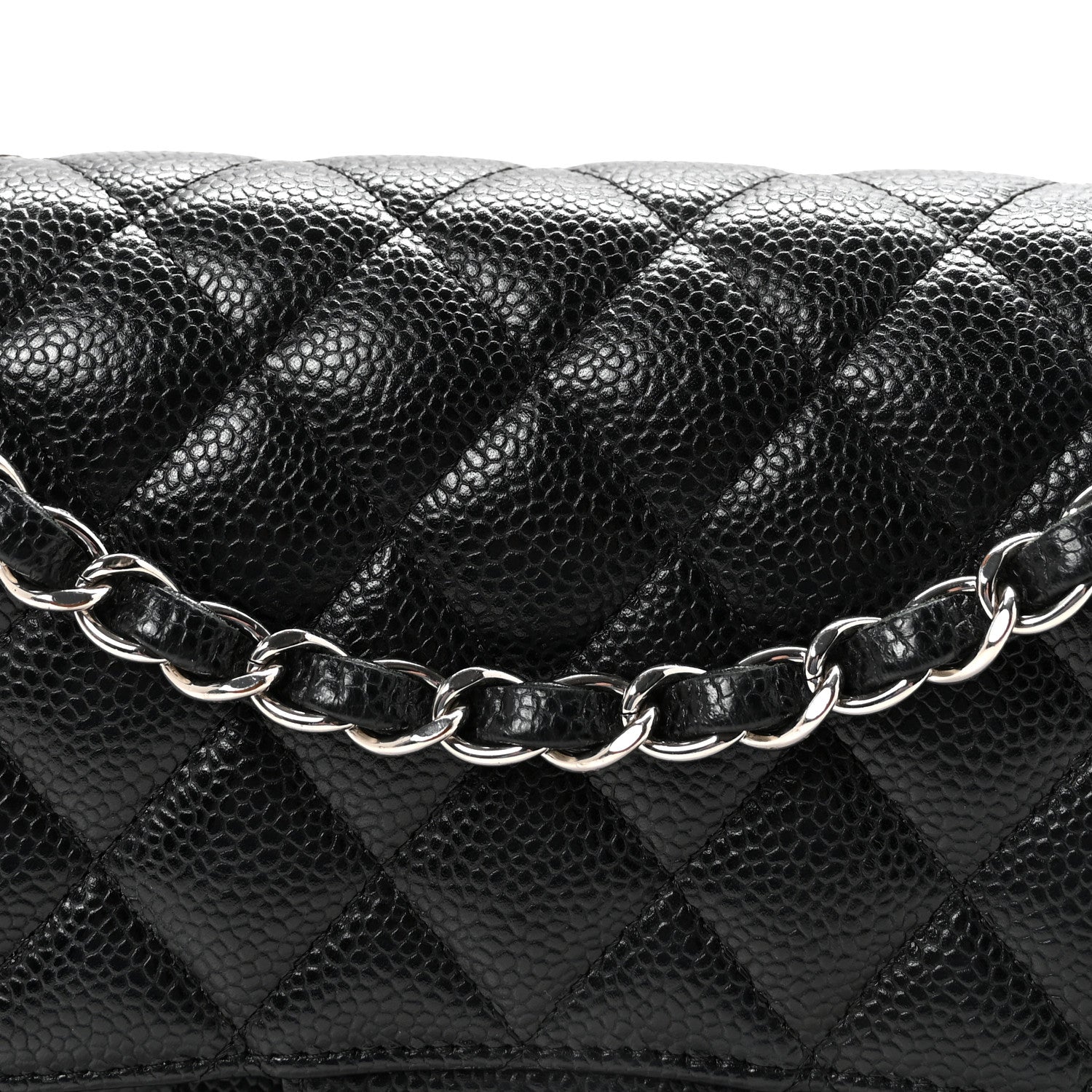 Caviar Quilted Medium Double Flap Black