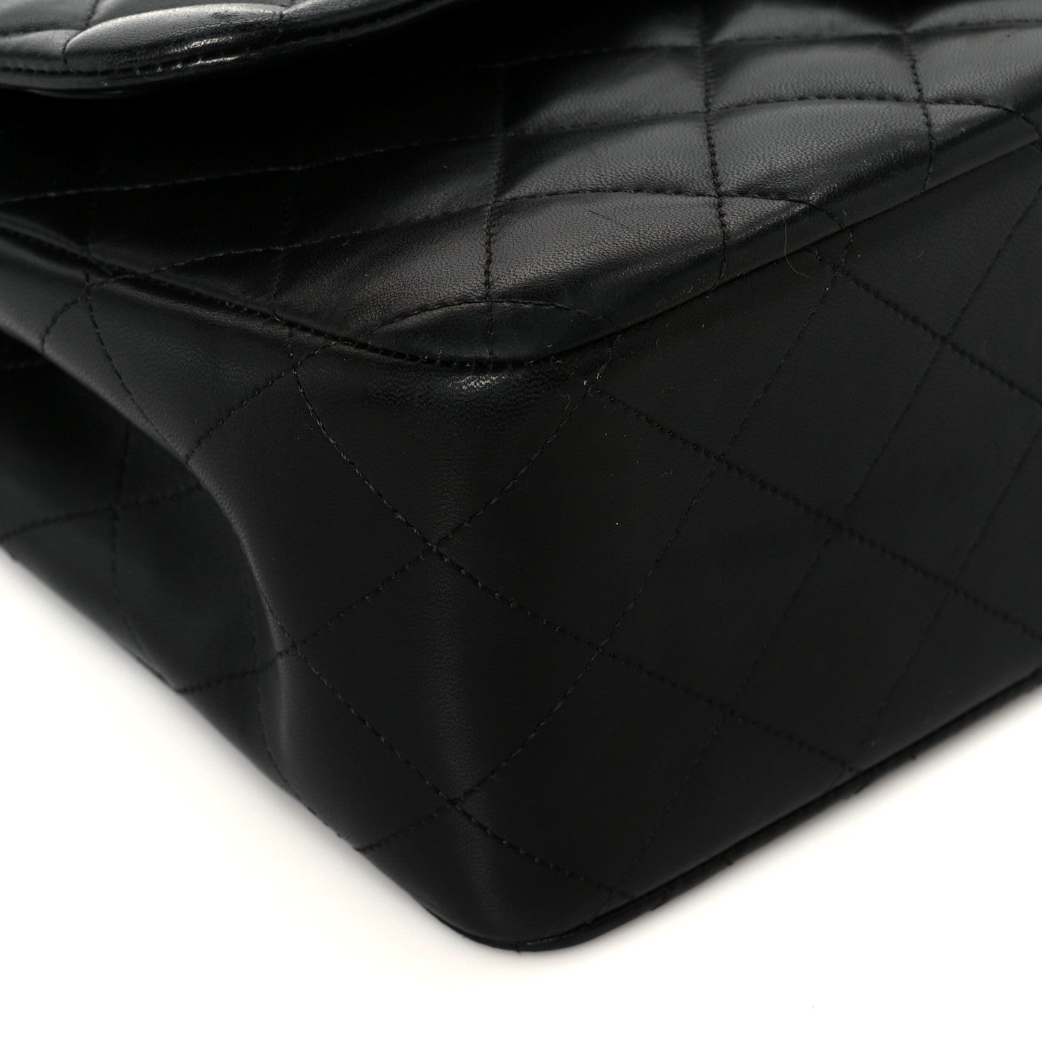 Lambskin Quilted Jumbo Double Flap Black
