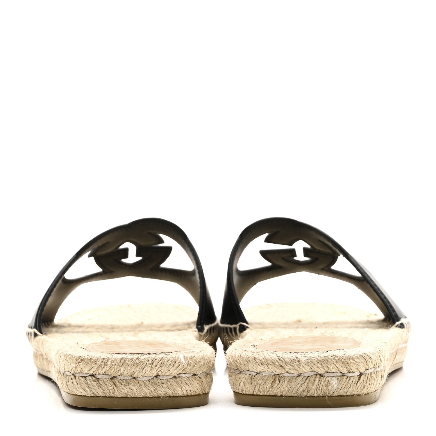 Cosmos Softy Calfskin Espadrille Mens Interlocking G Cut Out Slide Sandals 10 Black