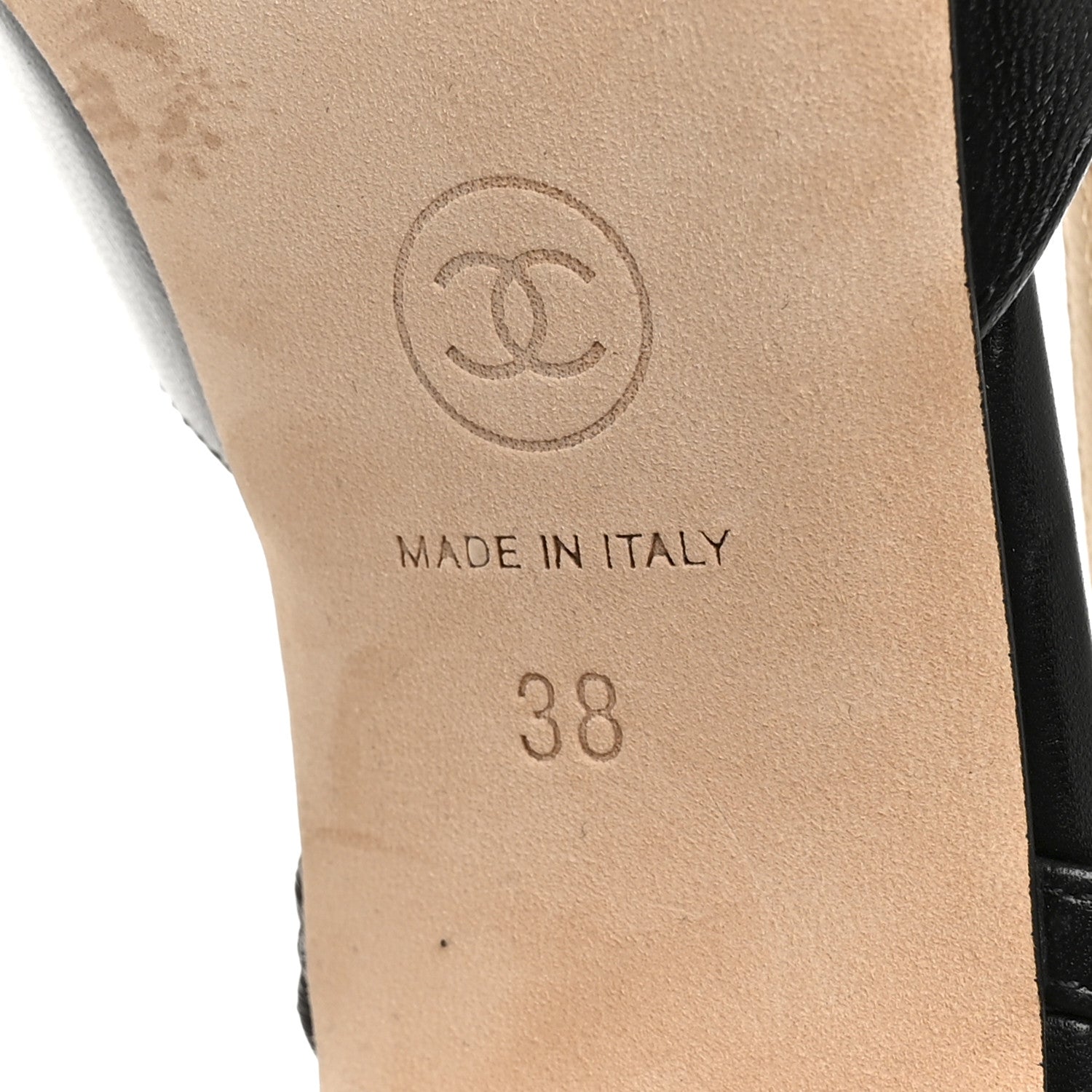 Goatskin Grosgrain Cap Toe CC Slingback Pumps 38 Black