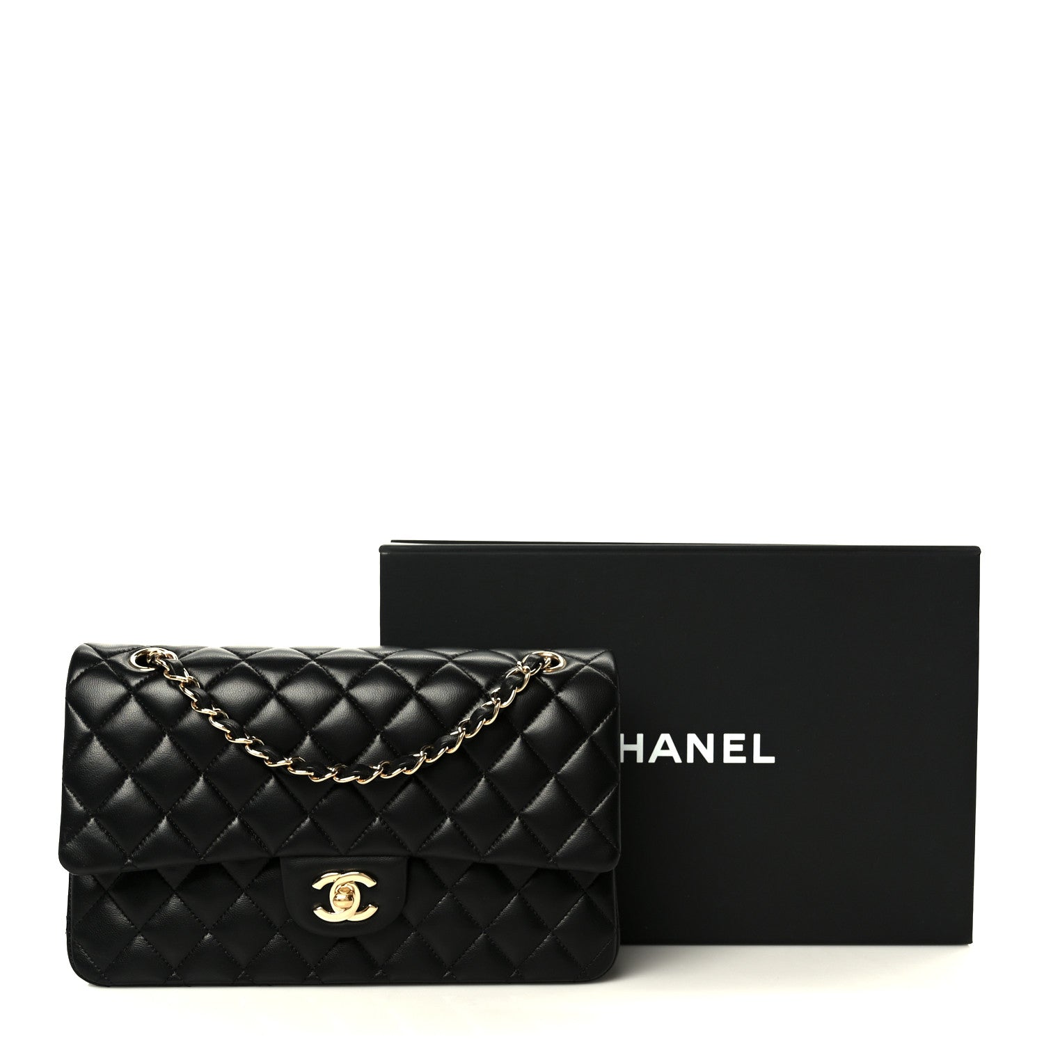 Lambskin Quilted Small Double Flap Black