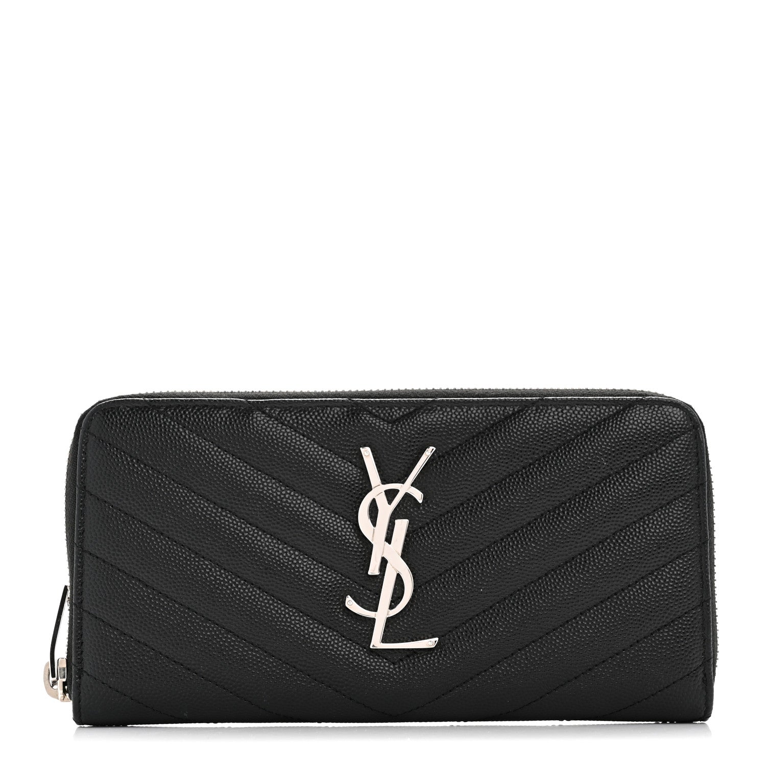 Grain De Poudre Matelasse Chevron Monogram Zip Around Wallet Black