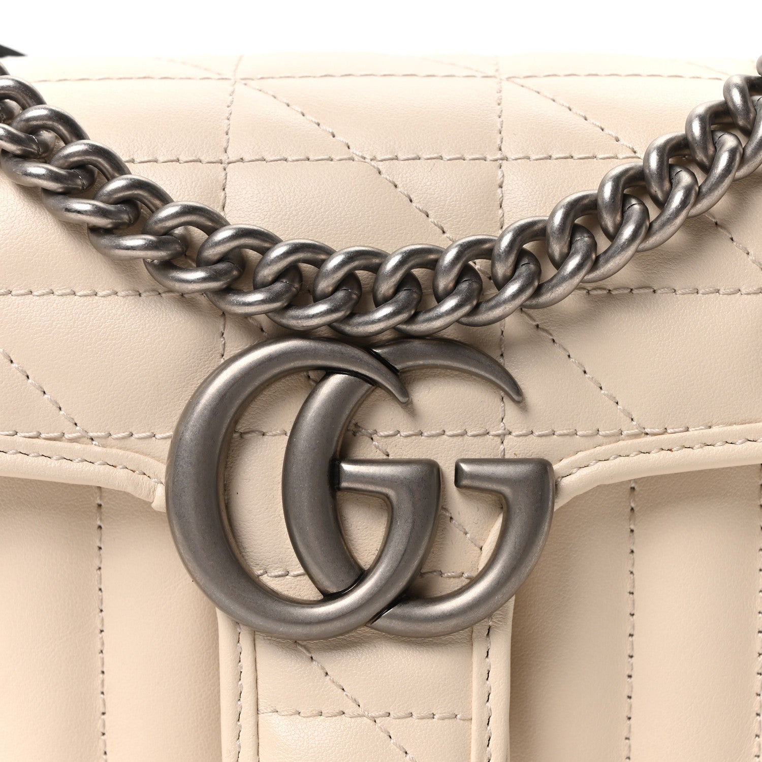 Calfskin Matelasse Aria Small GG Marmont Shoulder Bag Mystic White