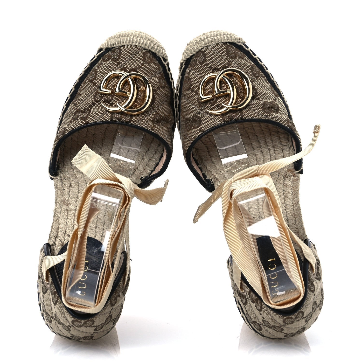 Monogram Matelasse GG Marmont Ankle Wrap Platform 35/120mm Espadrille Wedges 35 Beige Ebony Black Sand Storm