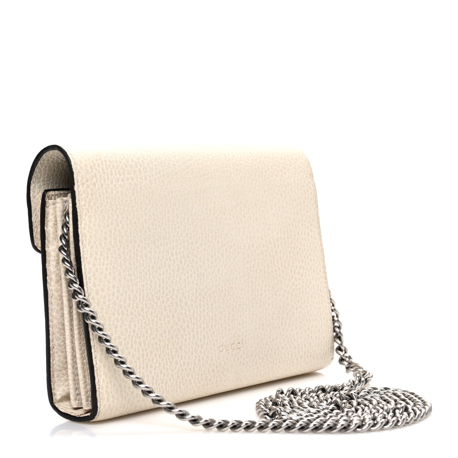 Dollar Calfskin Mini Dionysus Chain Wallet Mystic White
