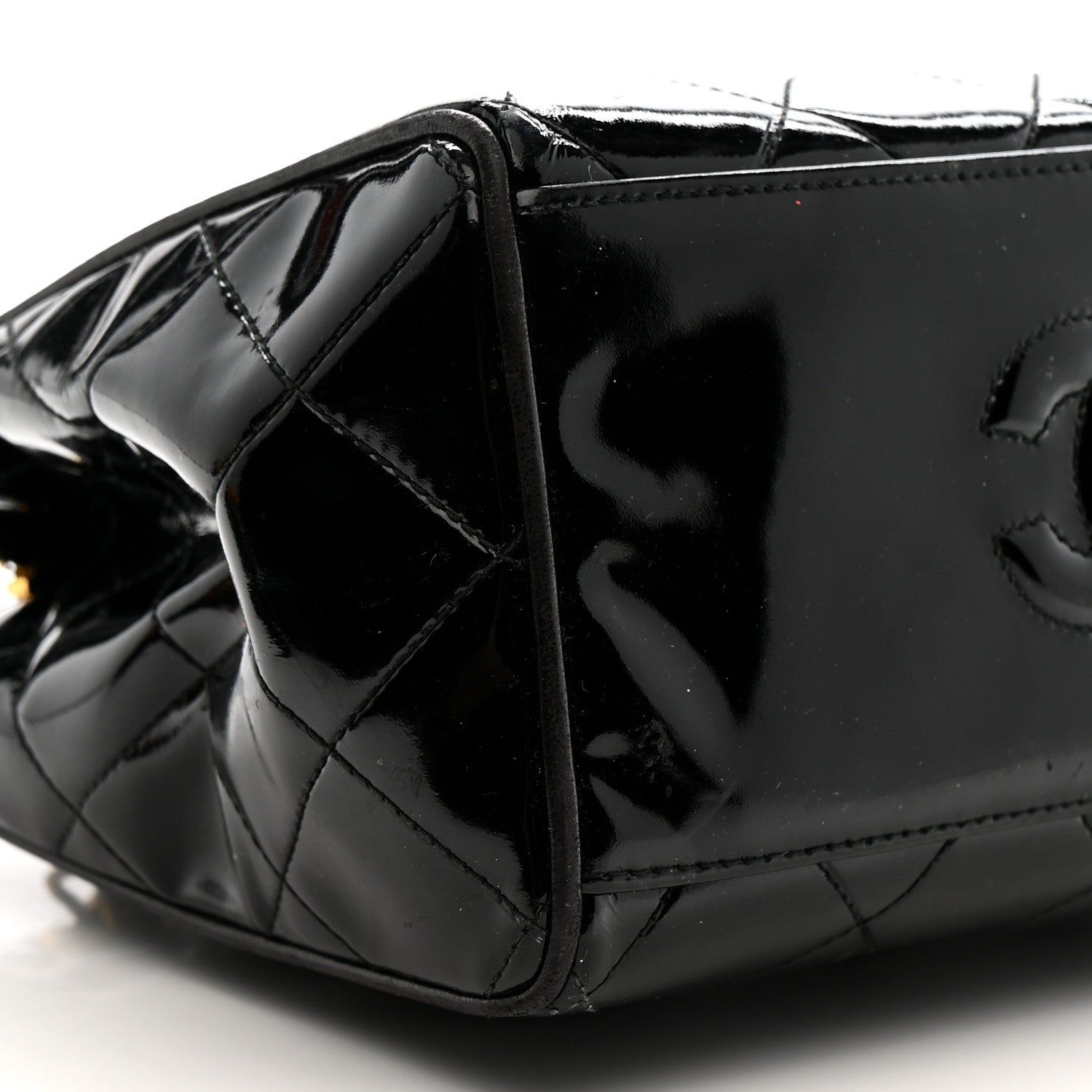 Patent Quilted CC Shoulder Bag Black
