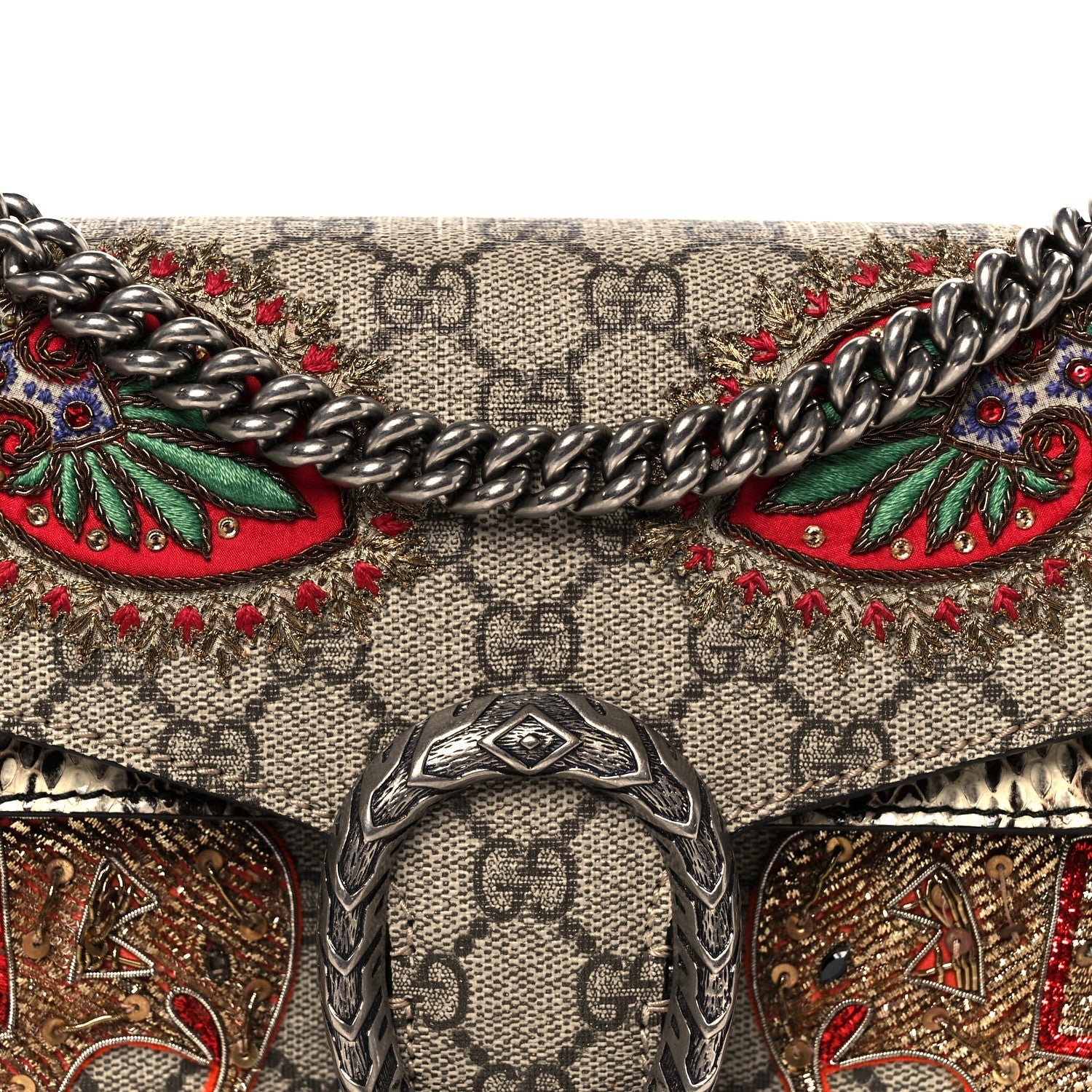 GG Supreme Monogram Elaphe Elephant Embroidered Small Dionysus Shoulder Bag