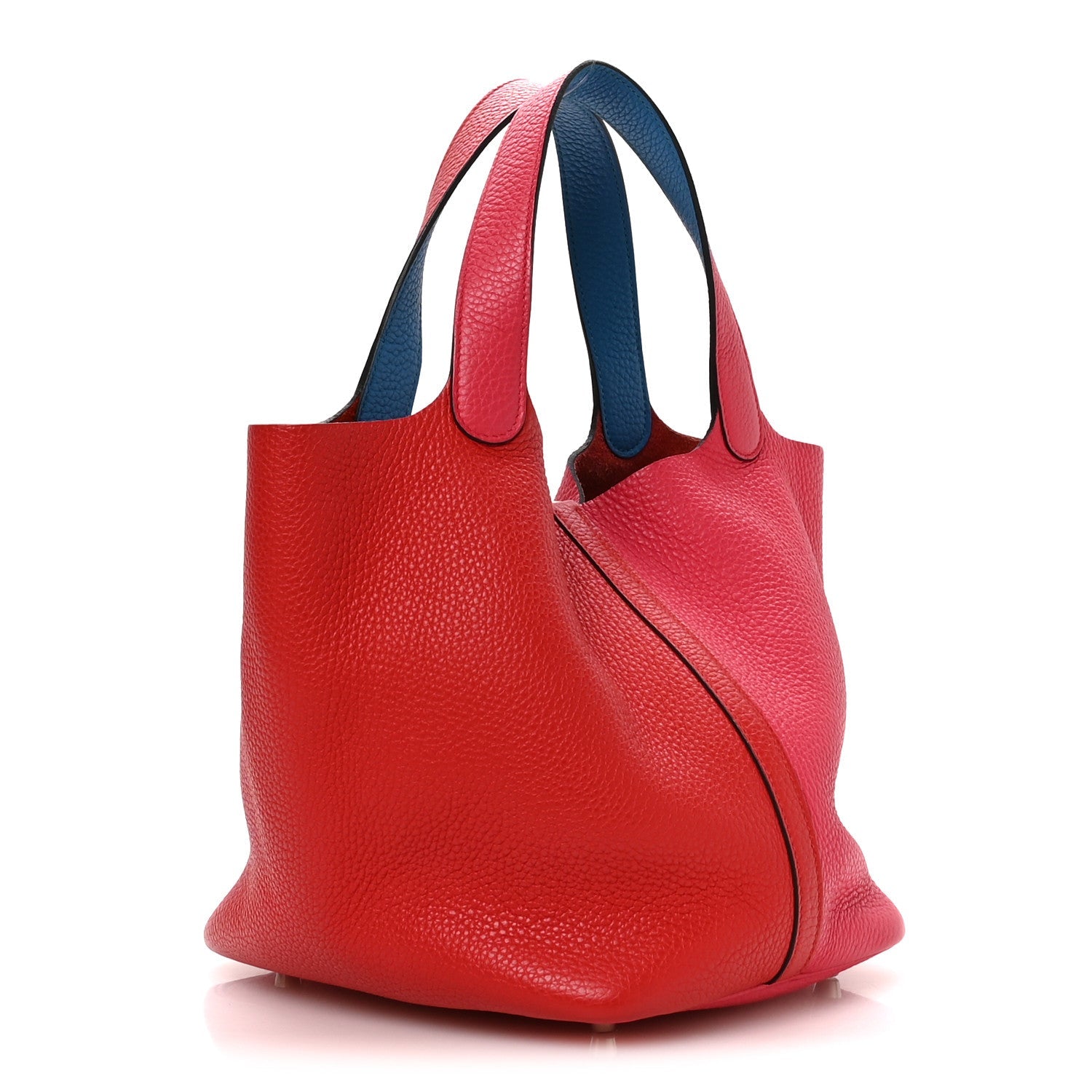 Taurillon Clemence Casaque Picotin Lock 22 MM Rouge De Coeur Rose Extreme Bleu Zanzibar