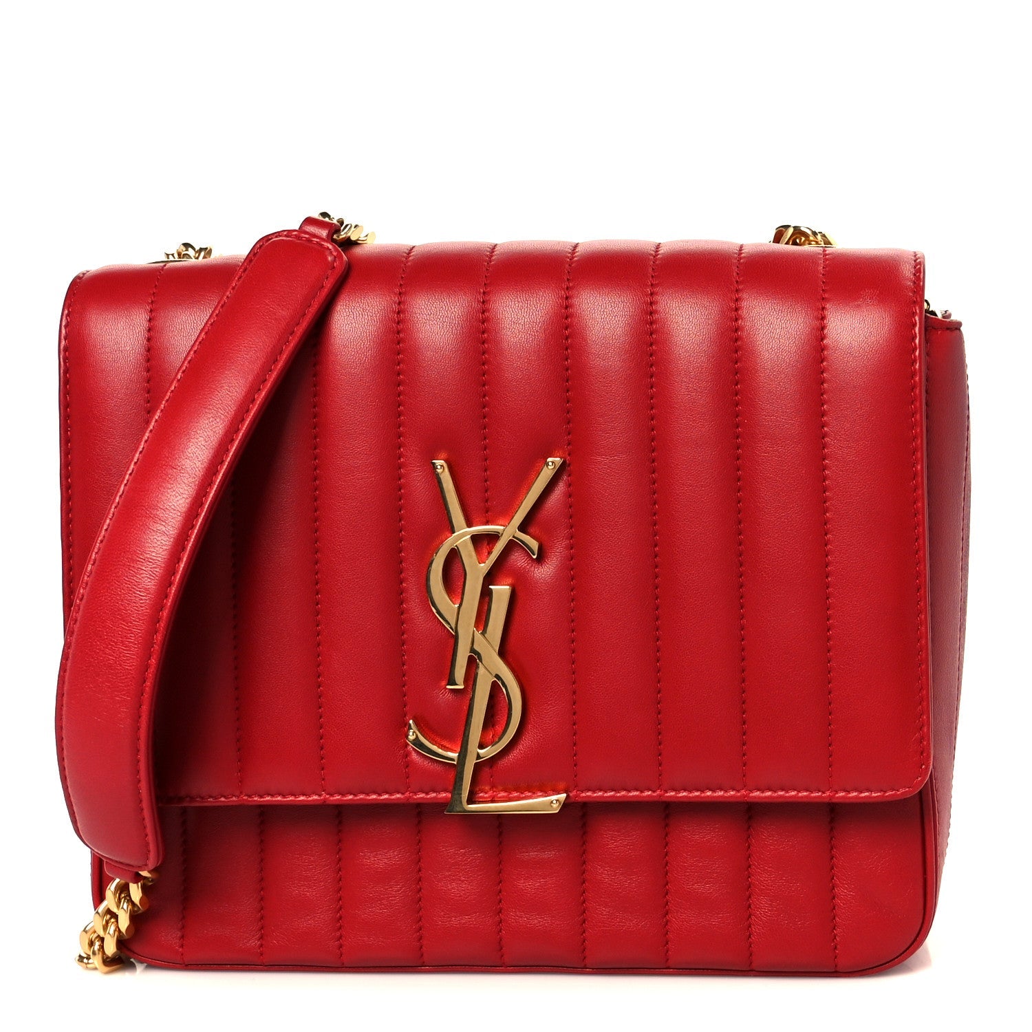 Lambskin Matelasse Monogram Large Vicky Chain Bag Rouge Eros