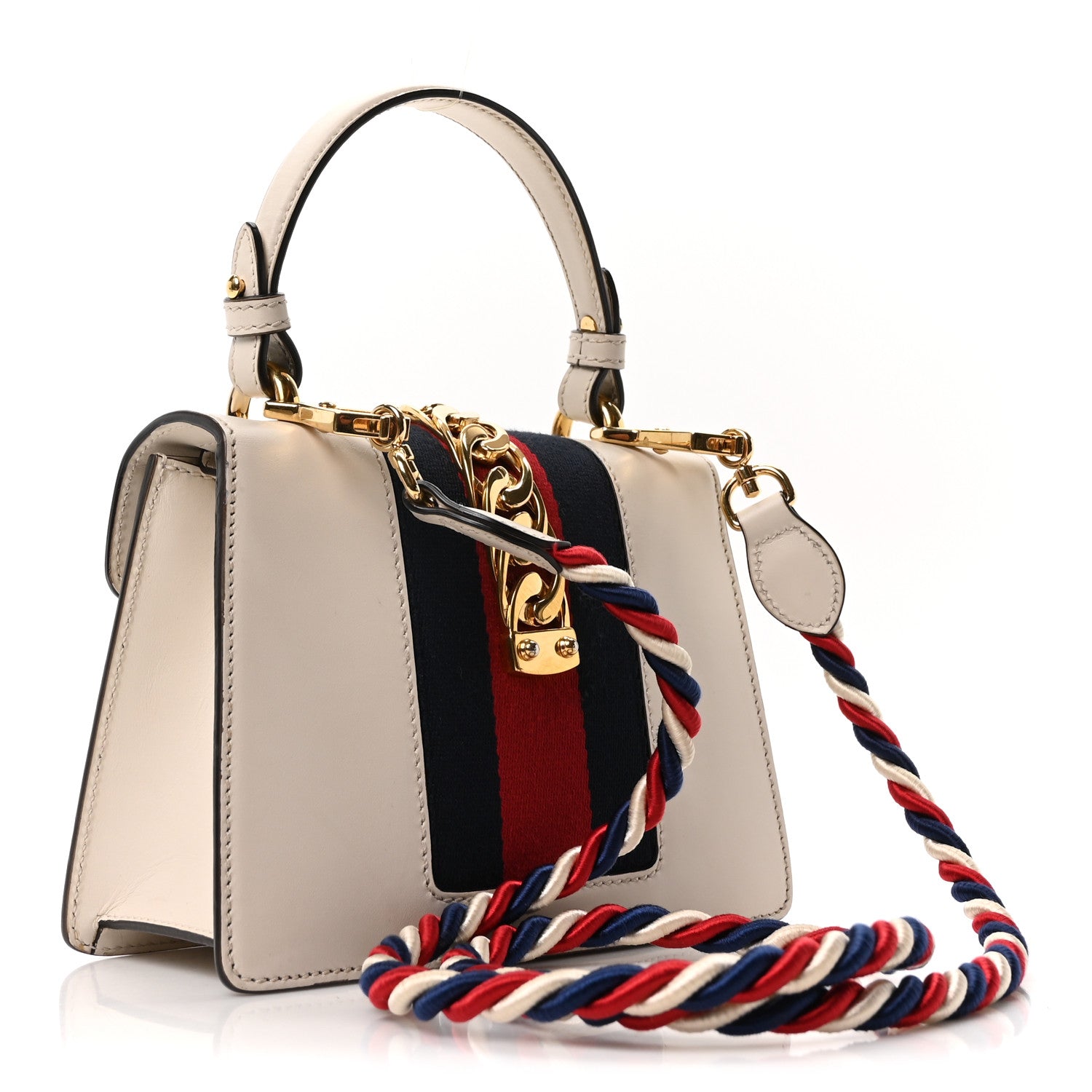 Calfskin Mini Sylvie Top Handle Bag White