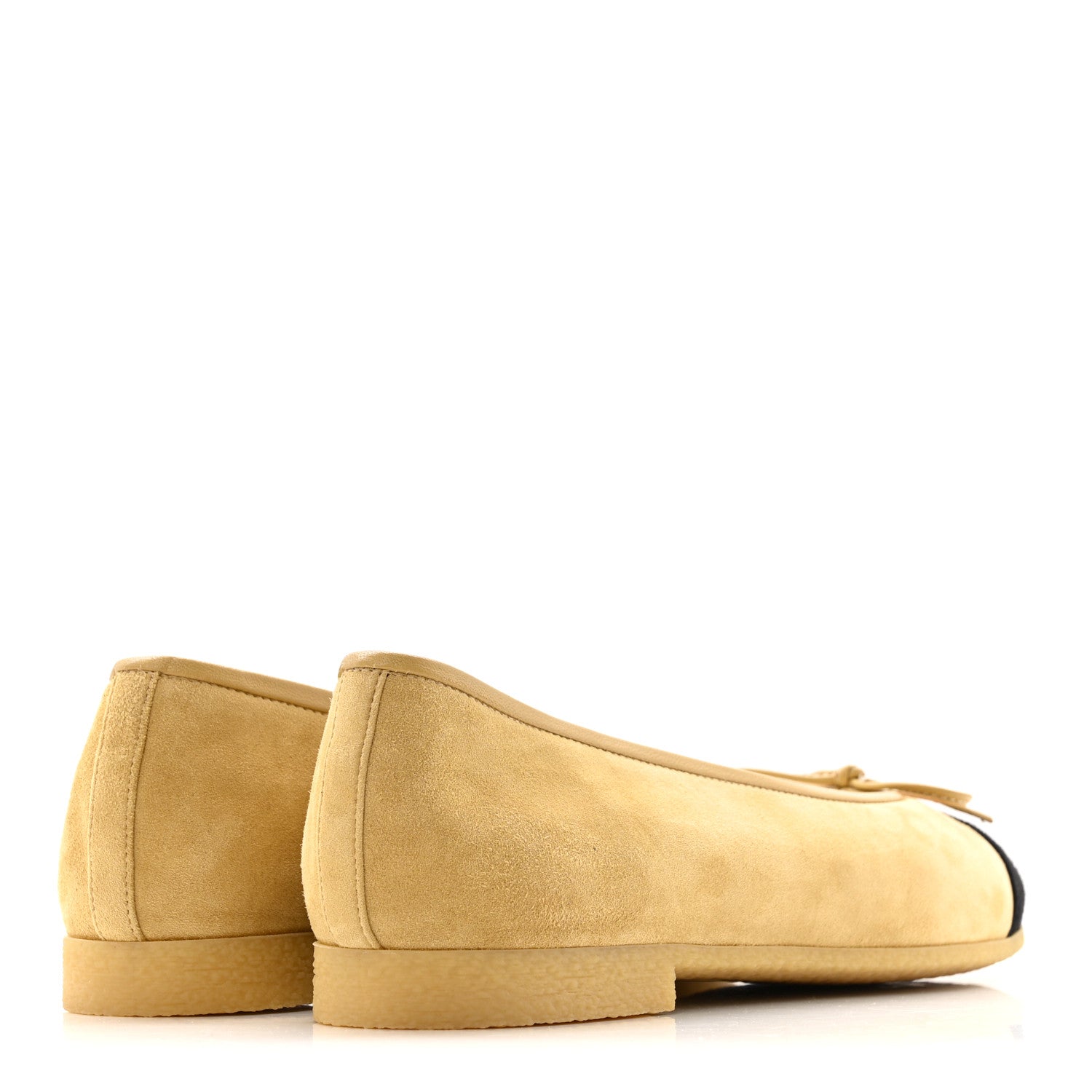 Suede Goatskin Cap Toe CC Ballerina Flats 38 Beige Black
