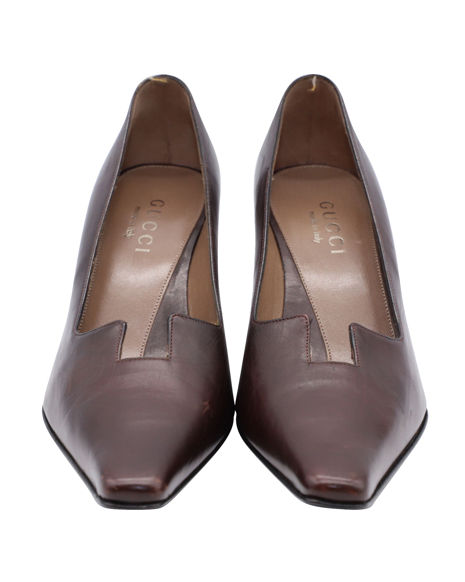 Women's Gucci 75mm Pumps in Brown Leather