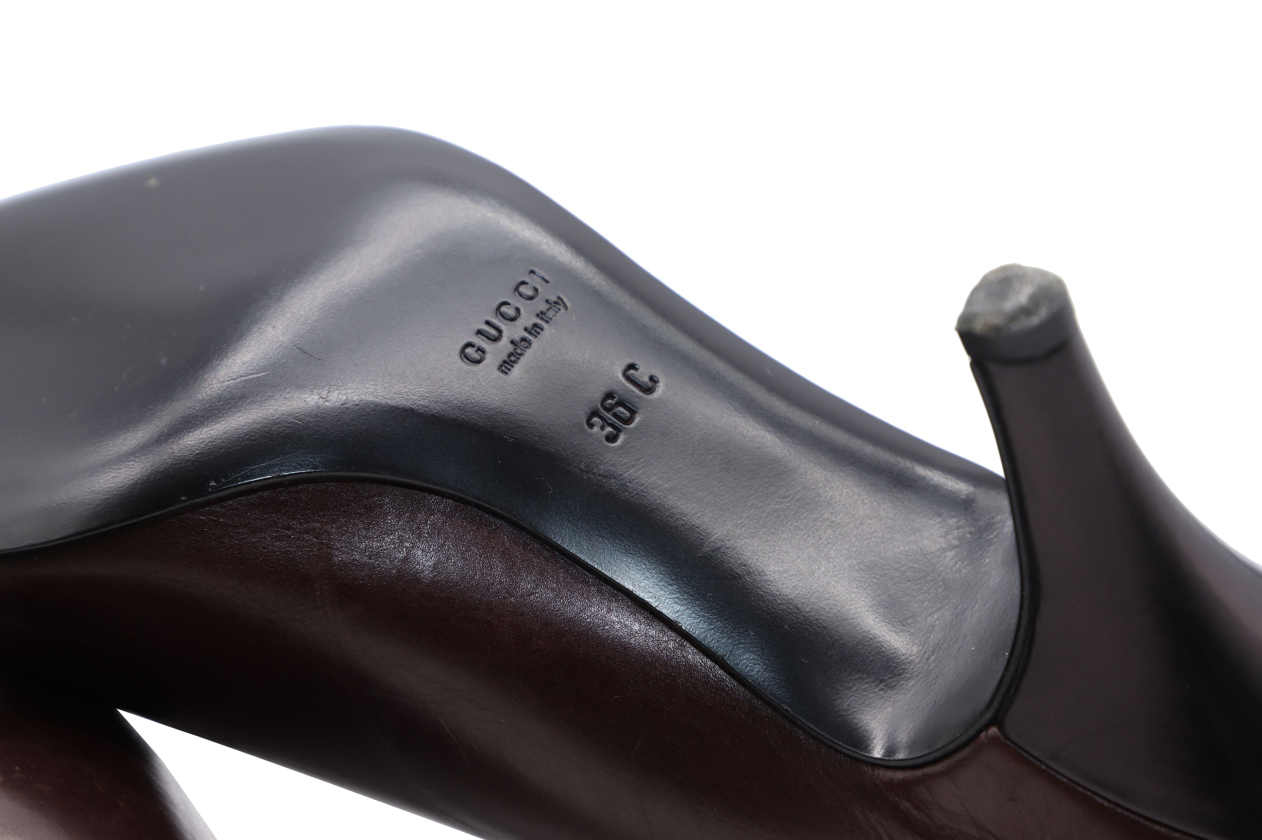Women's Gucci 75mm Pumps in Brown Leather