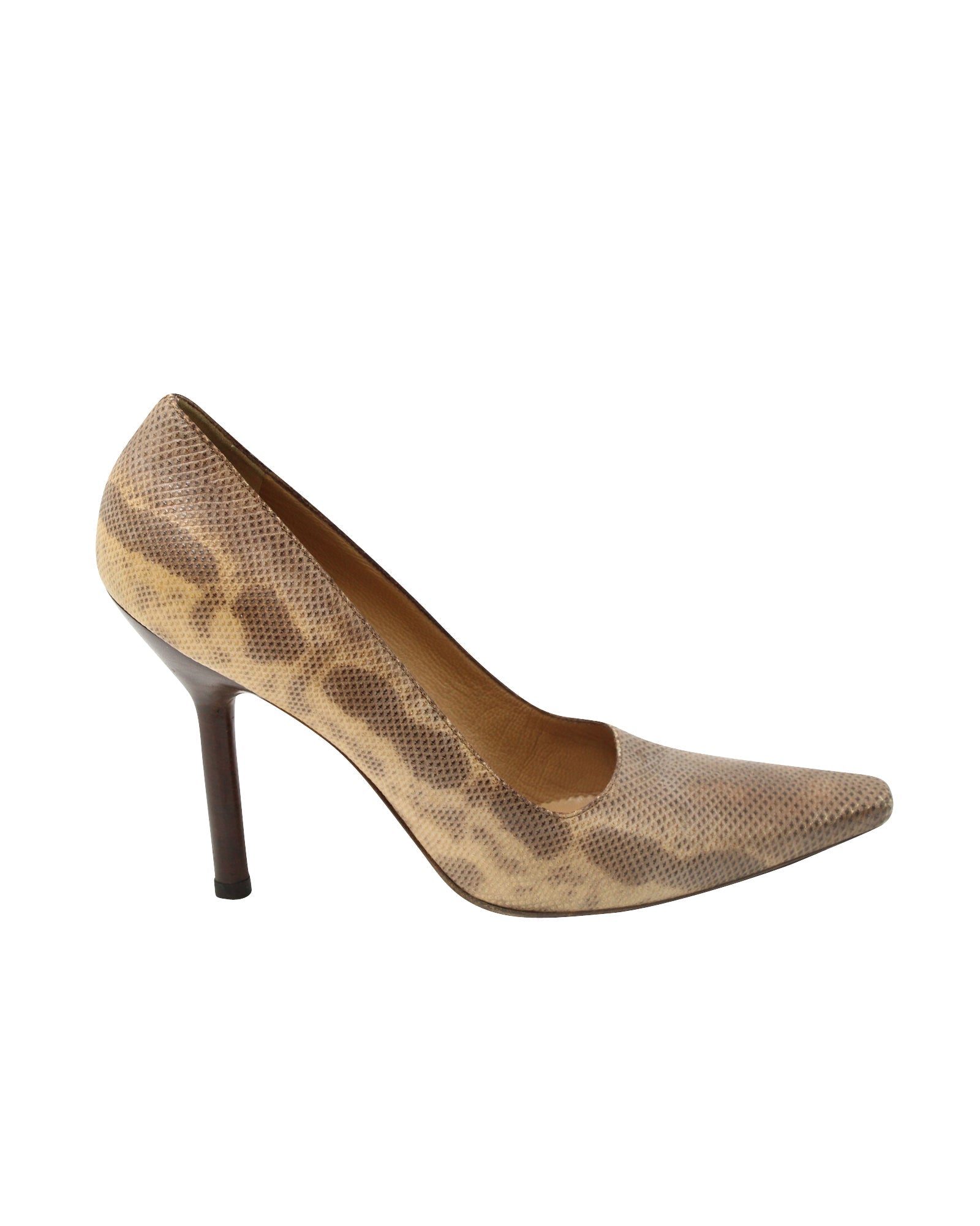 Women's Gucci Snakeskin Print Pointed Pumps in Multicolor Leather