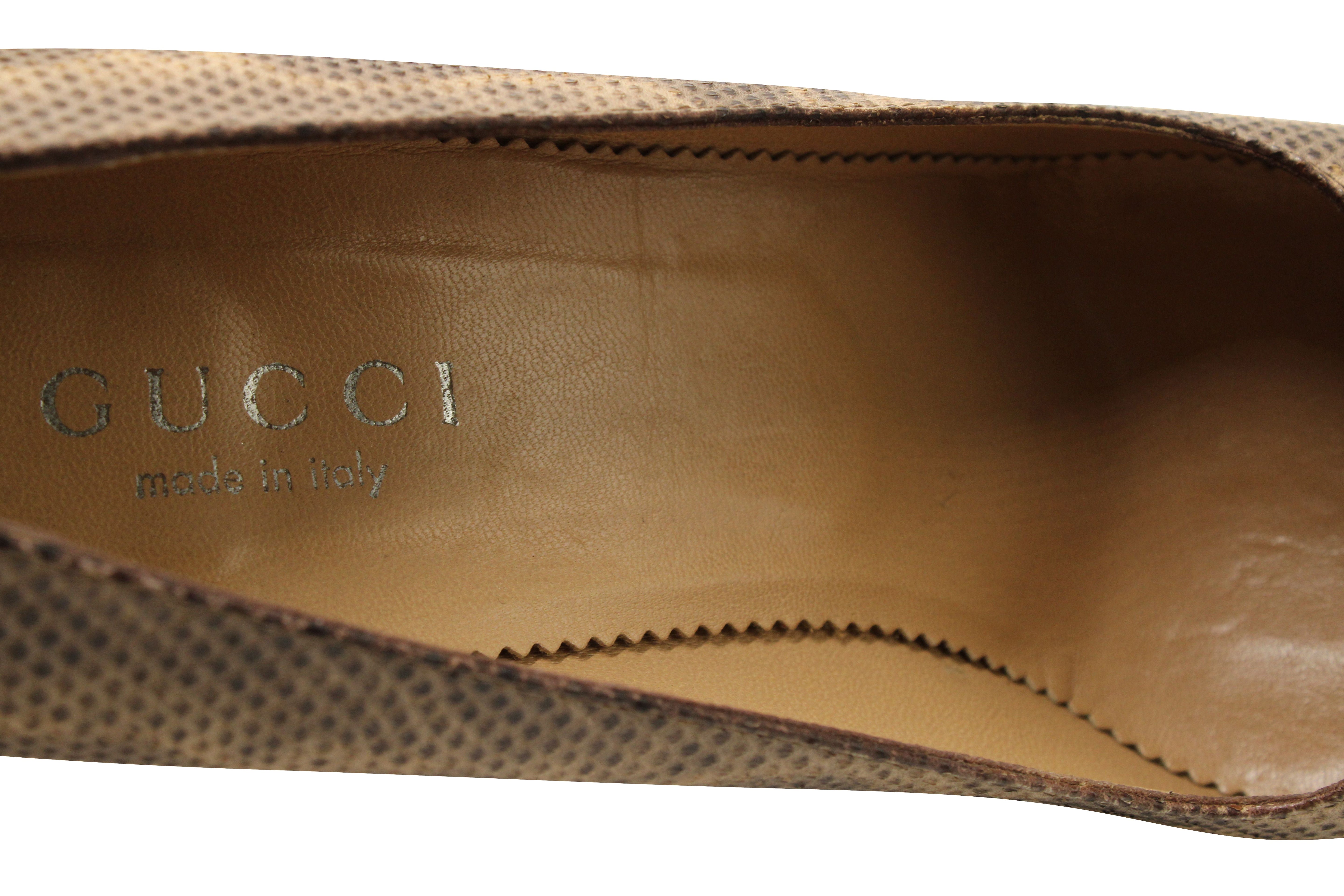 Women's Gucci Snakeskin Print Pointed Pumps in Multicolor Leather