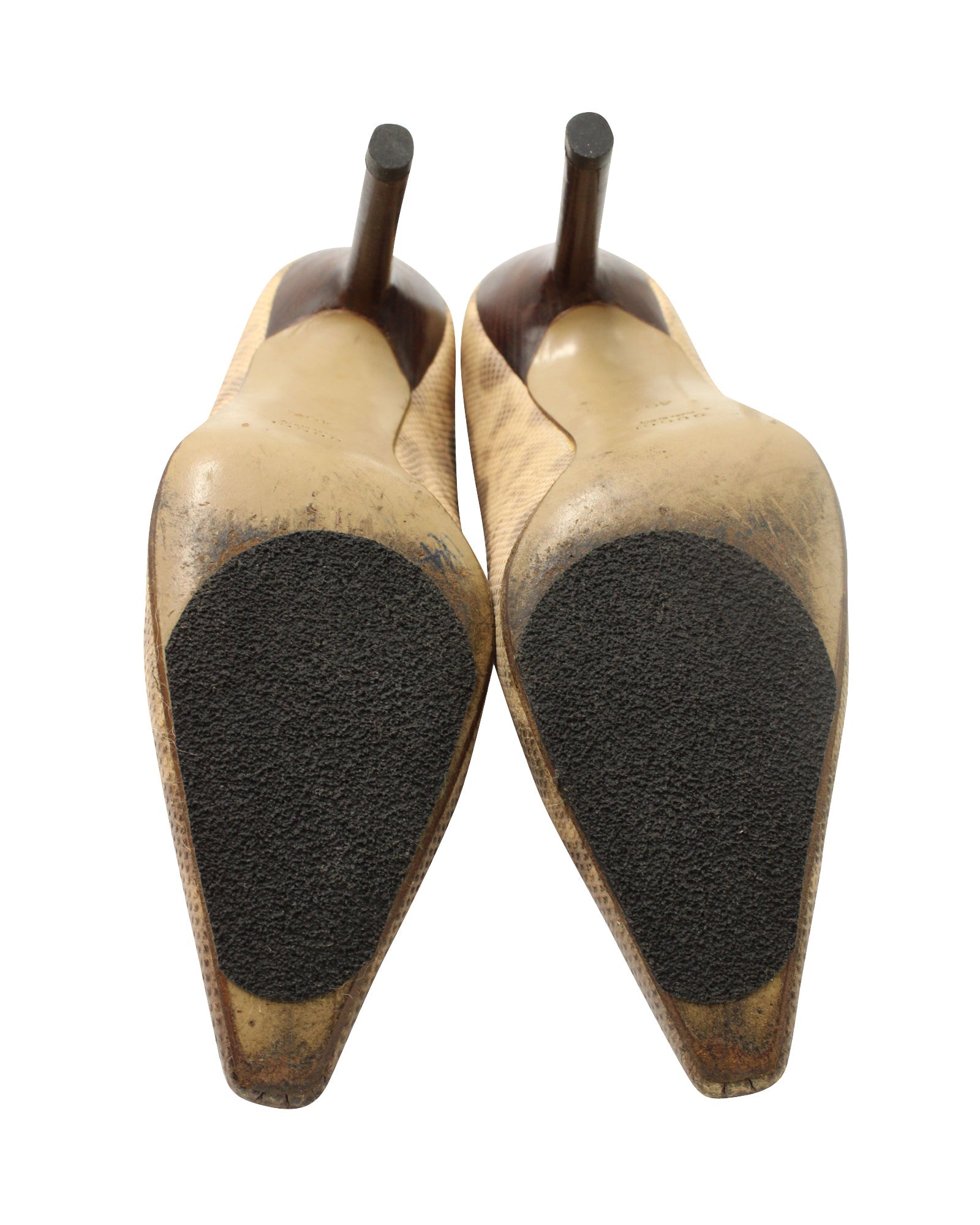 Women's Gucci Snakeskin Print Pointed Pumps in Multicolor Leather