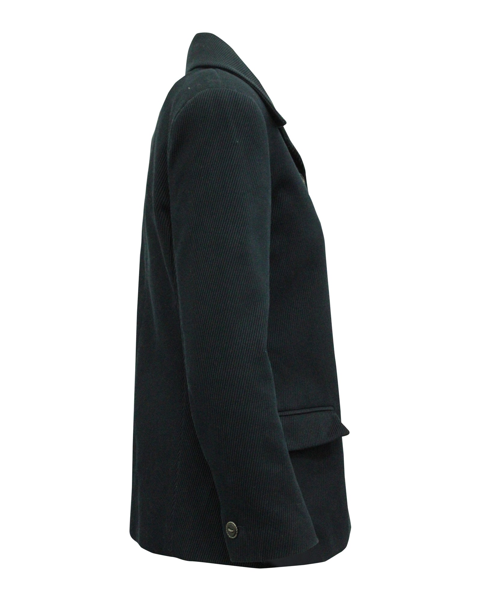 Women's Chanel 2015 Buttoned Blazer in Navy Blue Wool