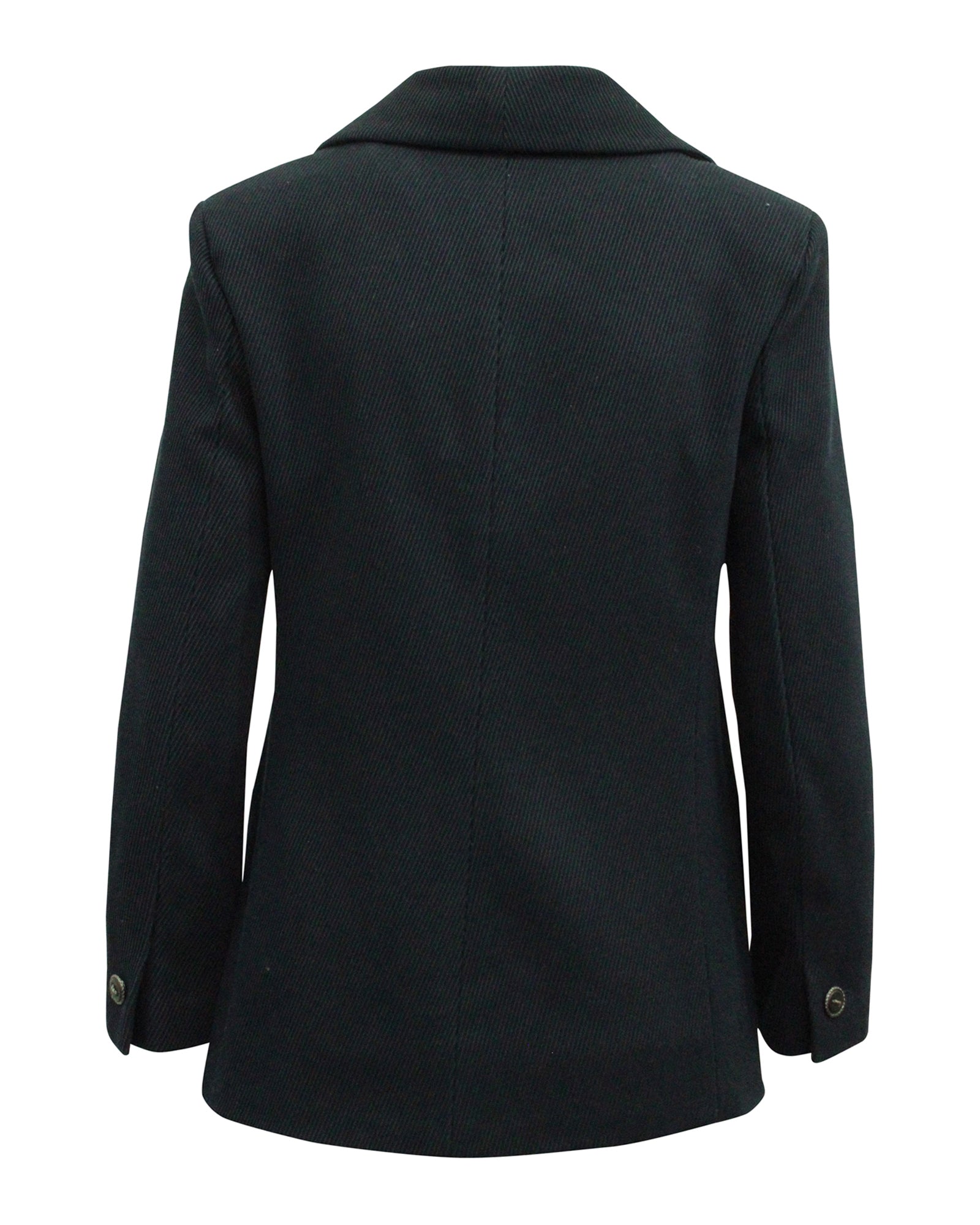 Women's Chanel 2015 Buttoned Blazer in Navy Blue Wool