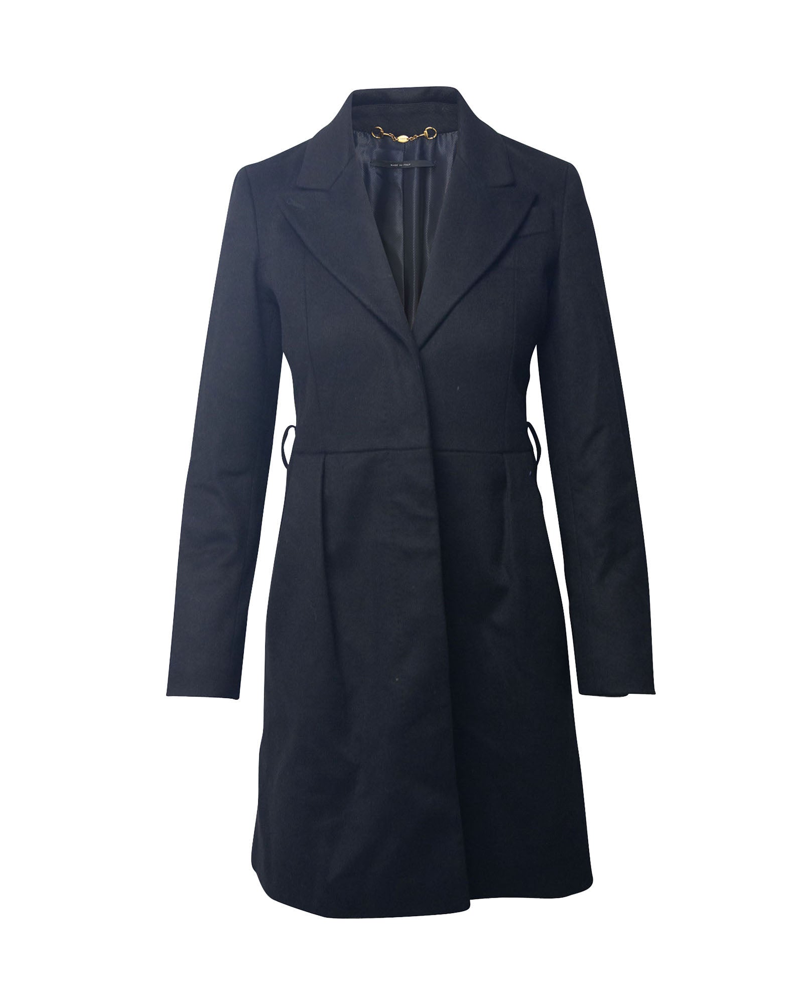 Women's Gucci Coat with Peak Lapel Collar in Black Cupro