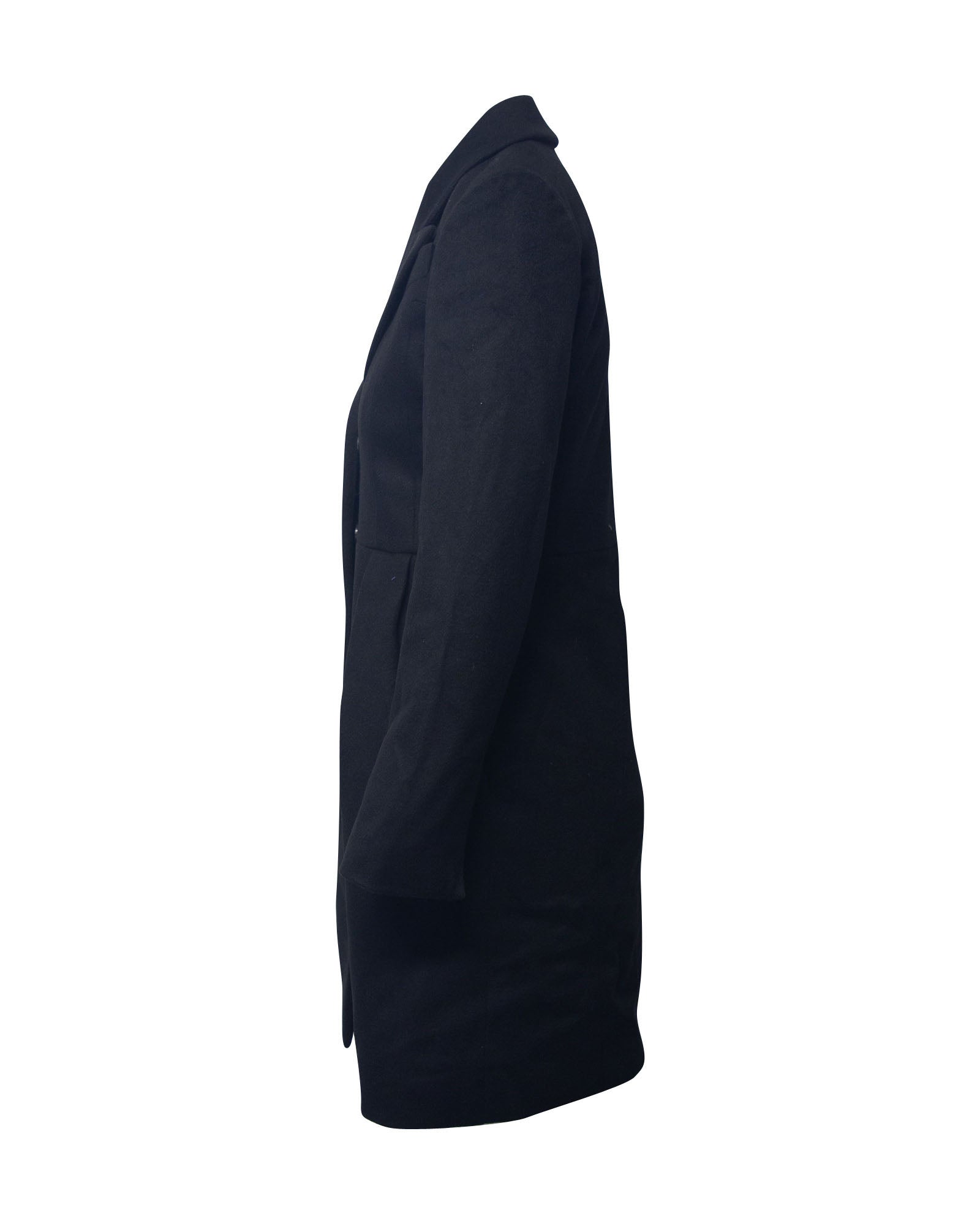 Women's Gucci Coat with Peak Lapel Collar in Black Cupro