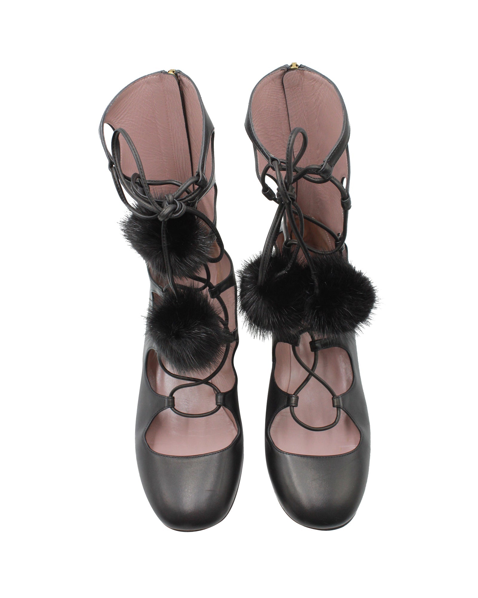Women's Gucci Heloise Lace-up Gladiator Boots In Black Leather