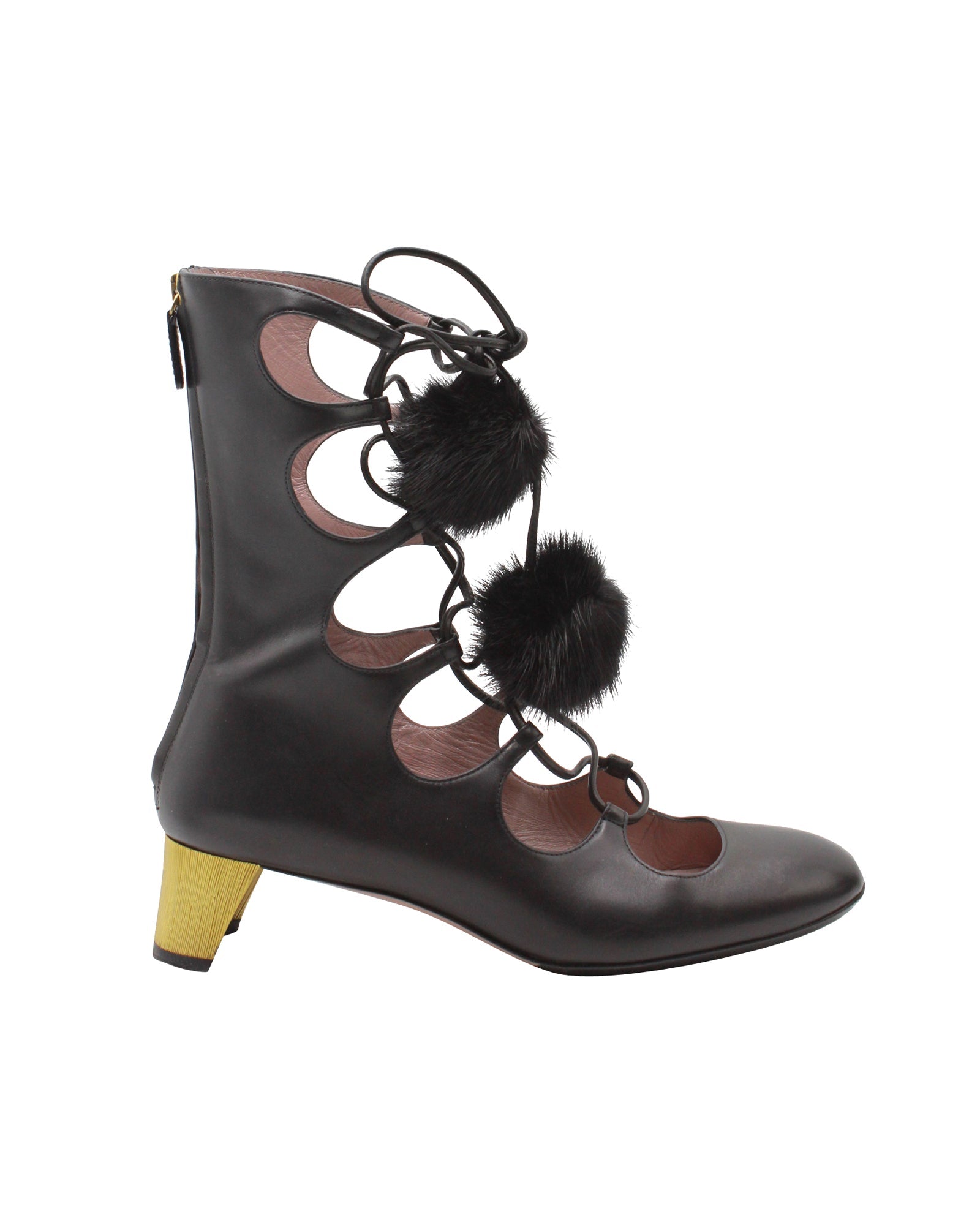 Women's Gucci Heloise Lace-up Gladiator Boots In Black Leather