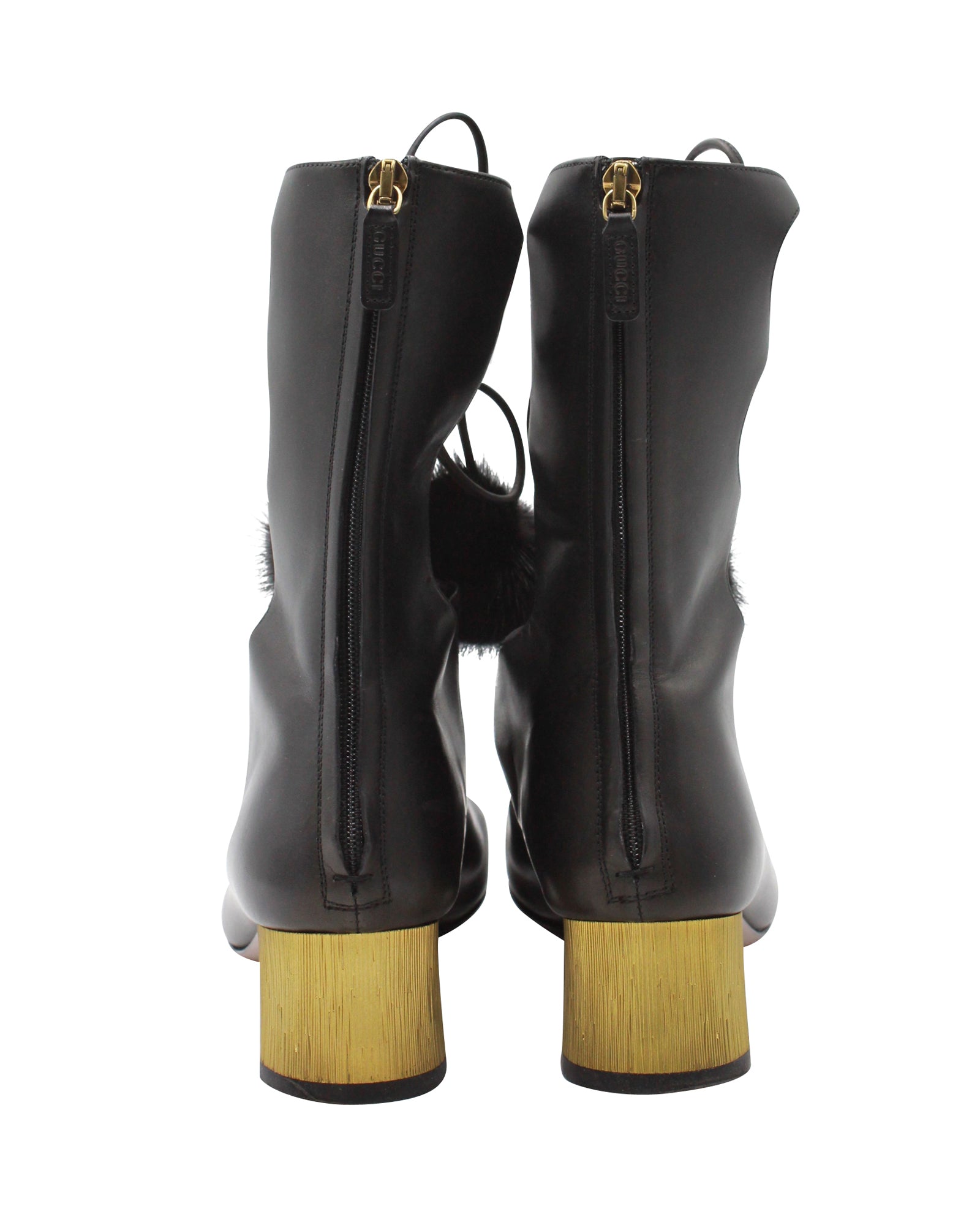 Women's Gucci Heloise Lace-up Gladiator Boots In Black Leather