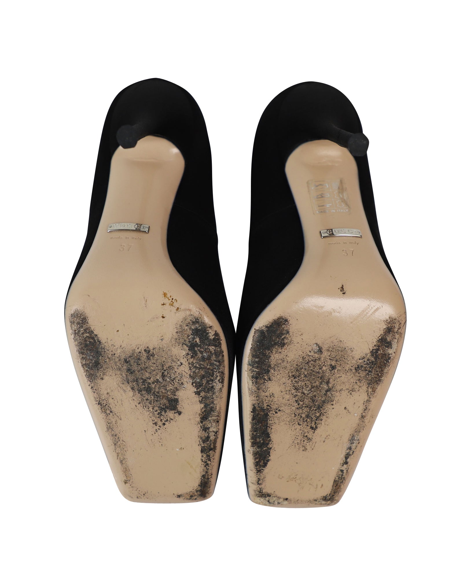 Women's Gucci Dionysus Embellished Pumps in Black Satin